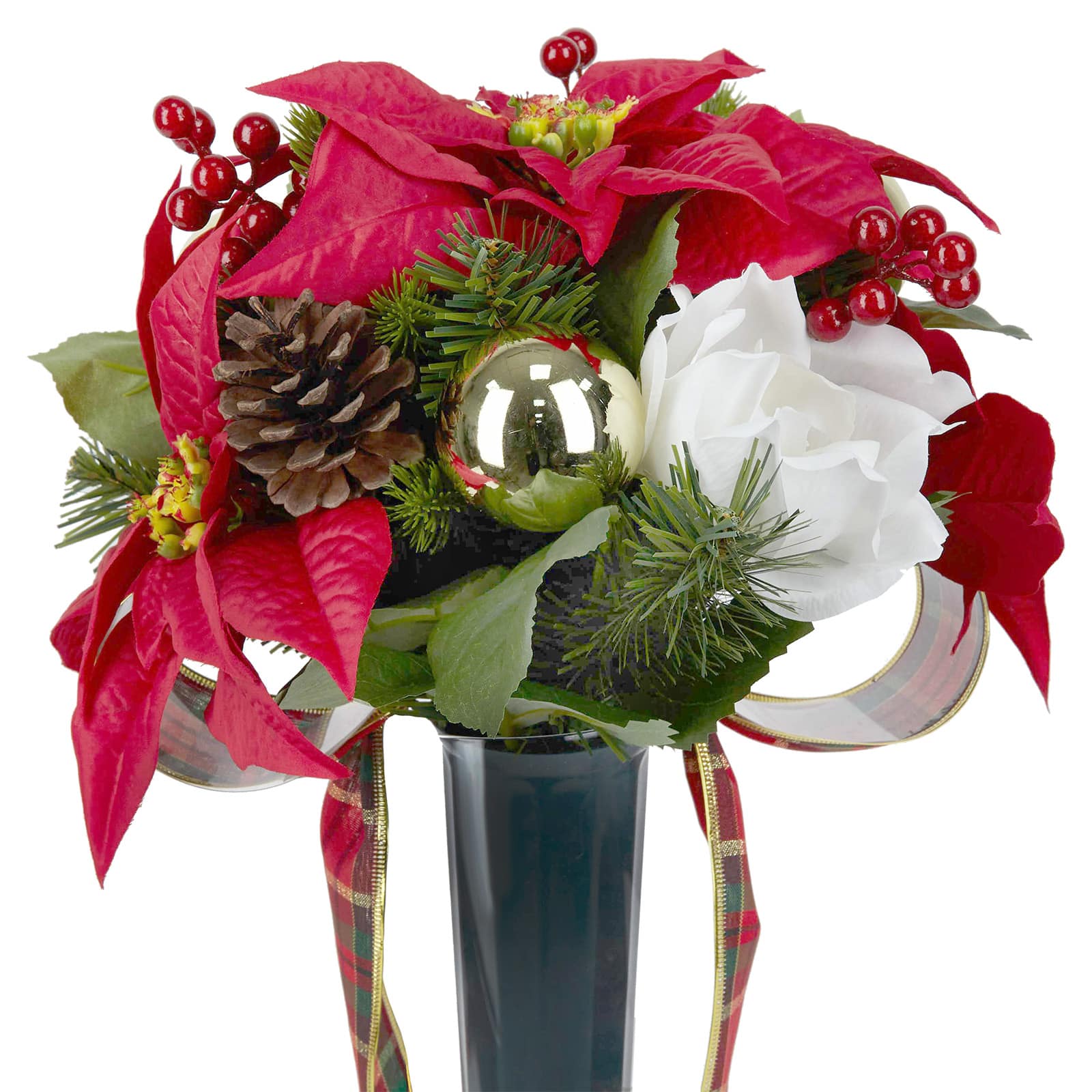 Red &#x26; White Rose &#x26; Poinsettia Remembrance Cone by Ashland&#xAE;