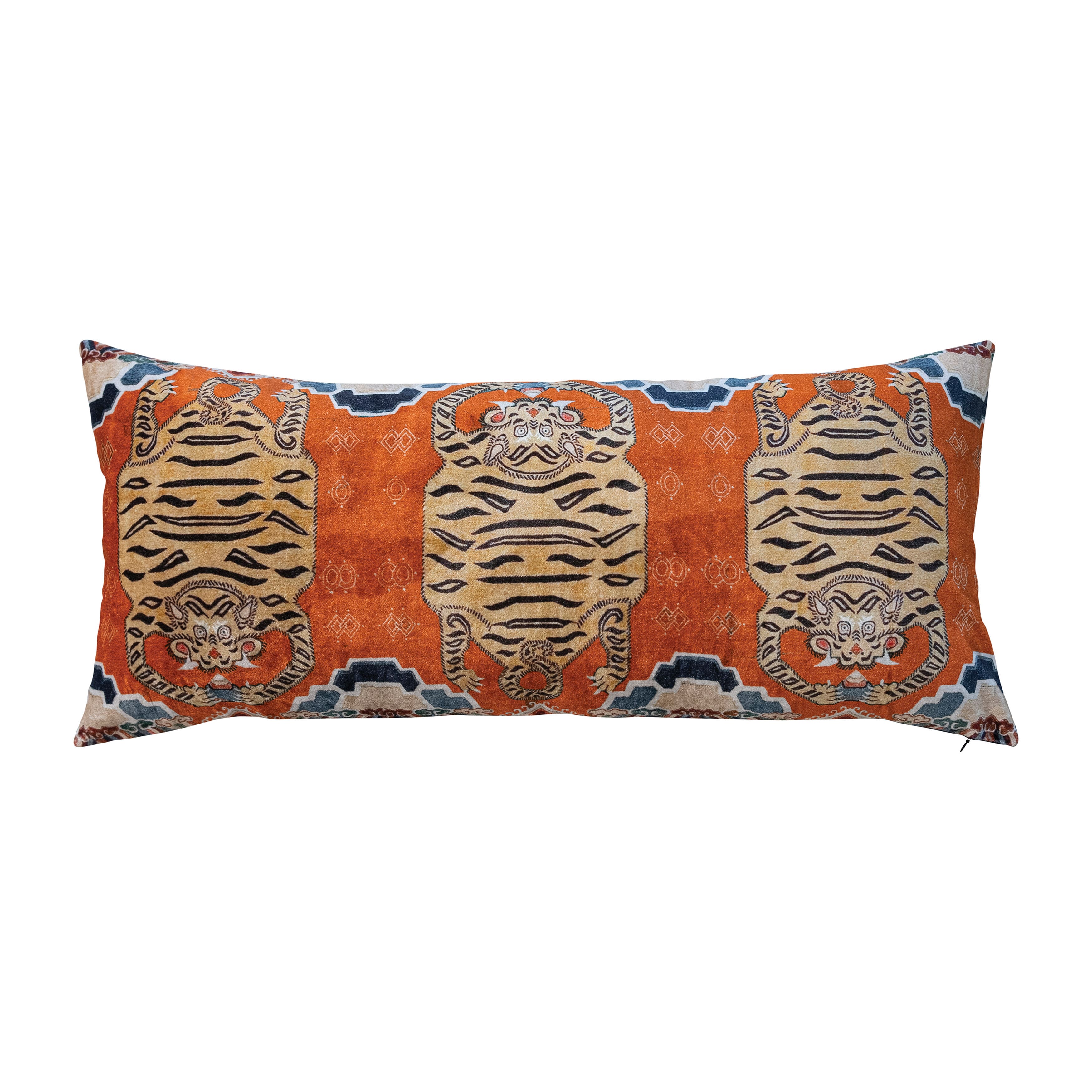Hello Honey® 32" Multicolor Tiger Pattern Cotton Velvet Lumbar Pillow