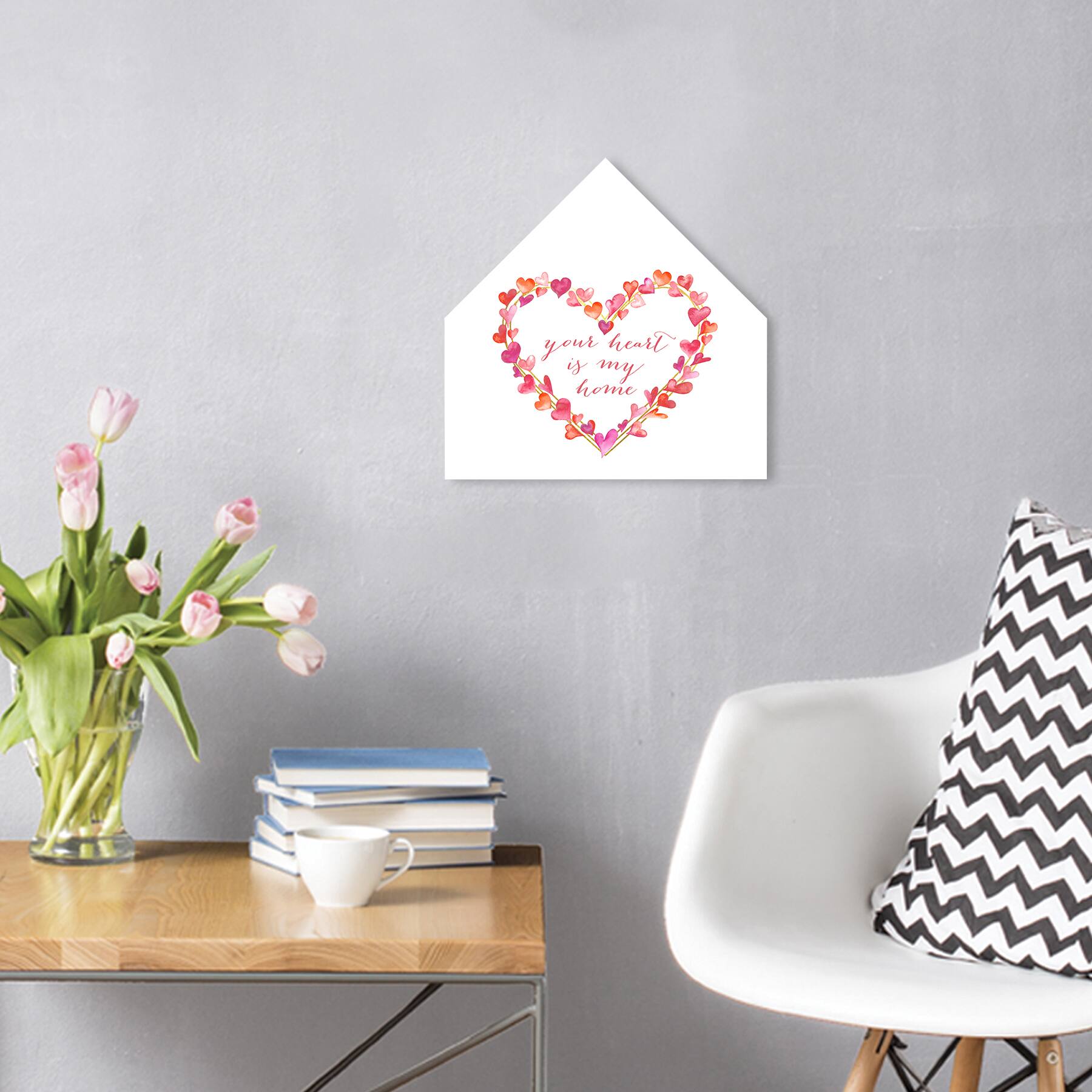 Heart Shaped Wreath House Shaped Canvas by Designs Direct in Pink | 12 x 12 | Michaels