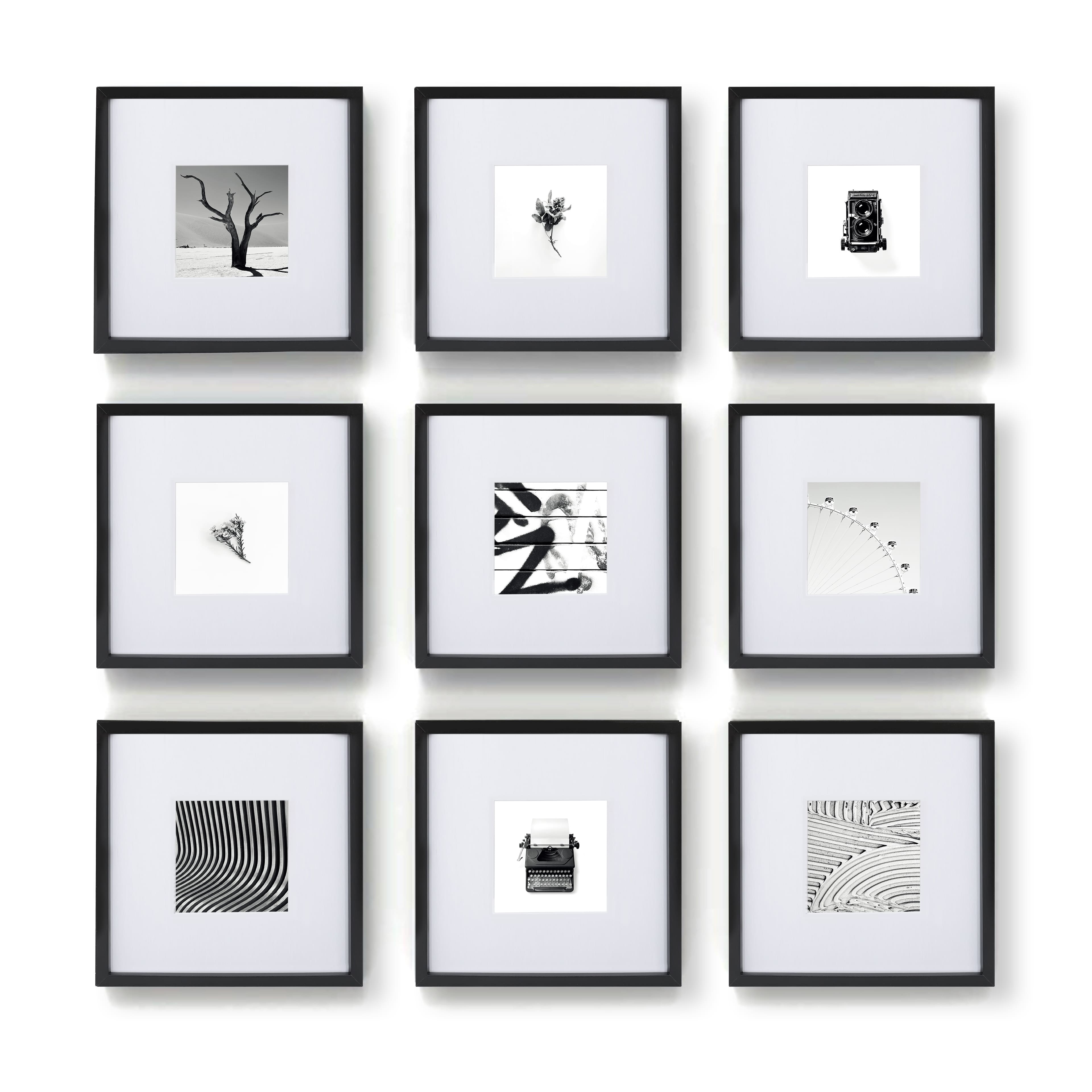 10&#x22; x 10&#x22; Black 9 Piece 123 Gallery Matted Frame Set by Studio D&#xE9;cor&#xAE;