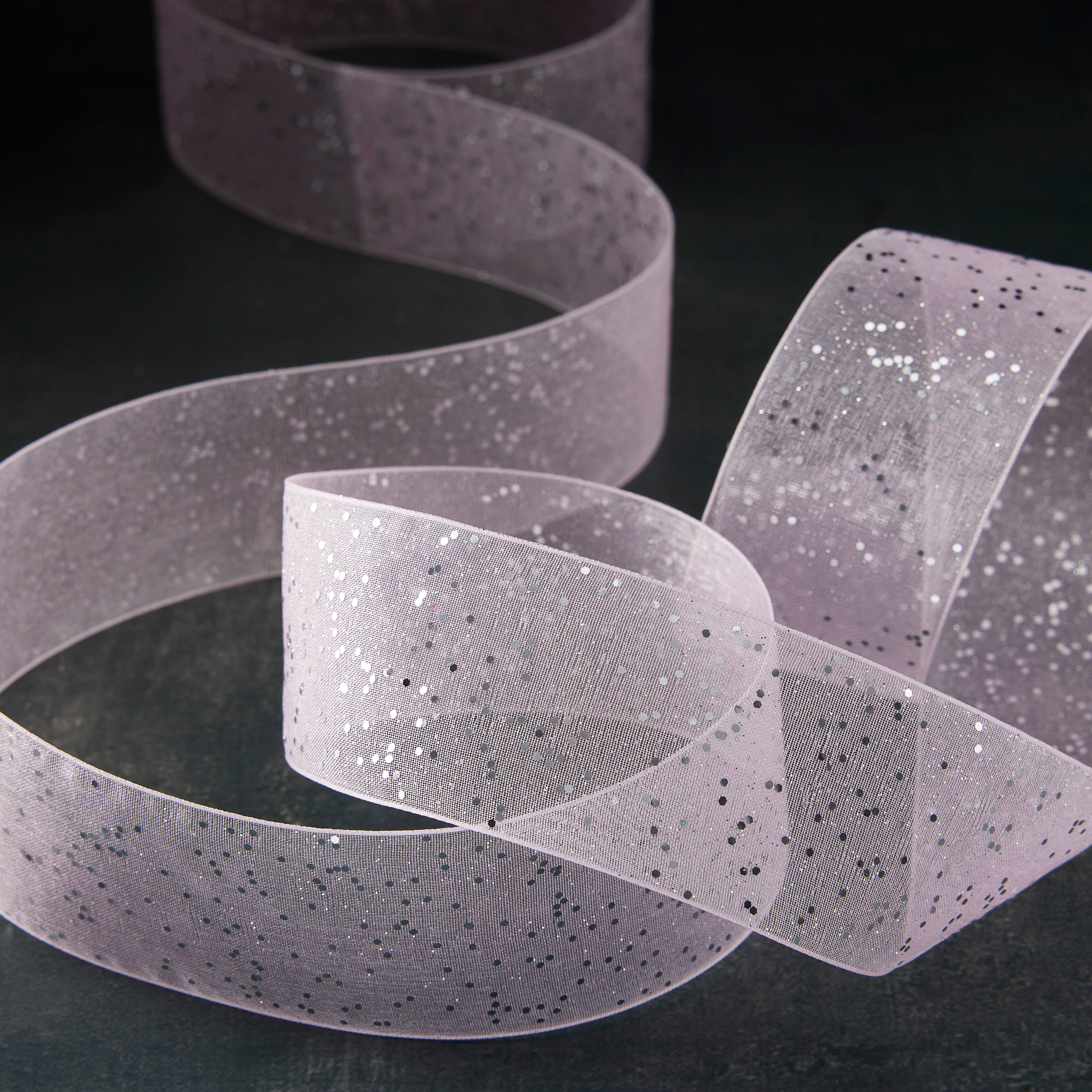 12 Pack: 1.5" x 3yd. Sheer Glitter Ribbon by Celebrate It®