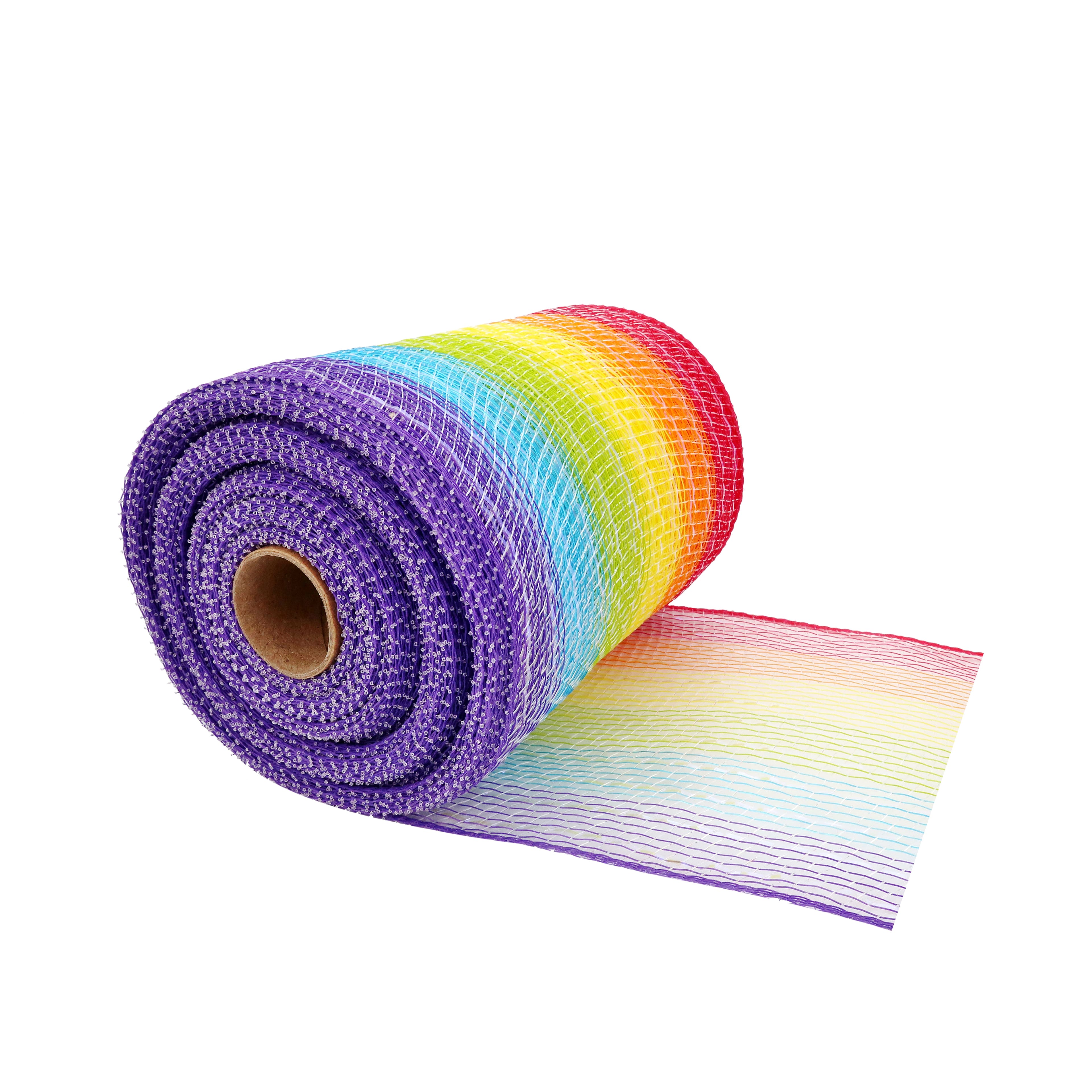 12 Pack: 5.5&#x22; x 15yd. Rainbow Mesh Ribbon by Celebrate It&#xAE;