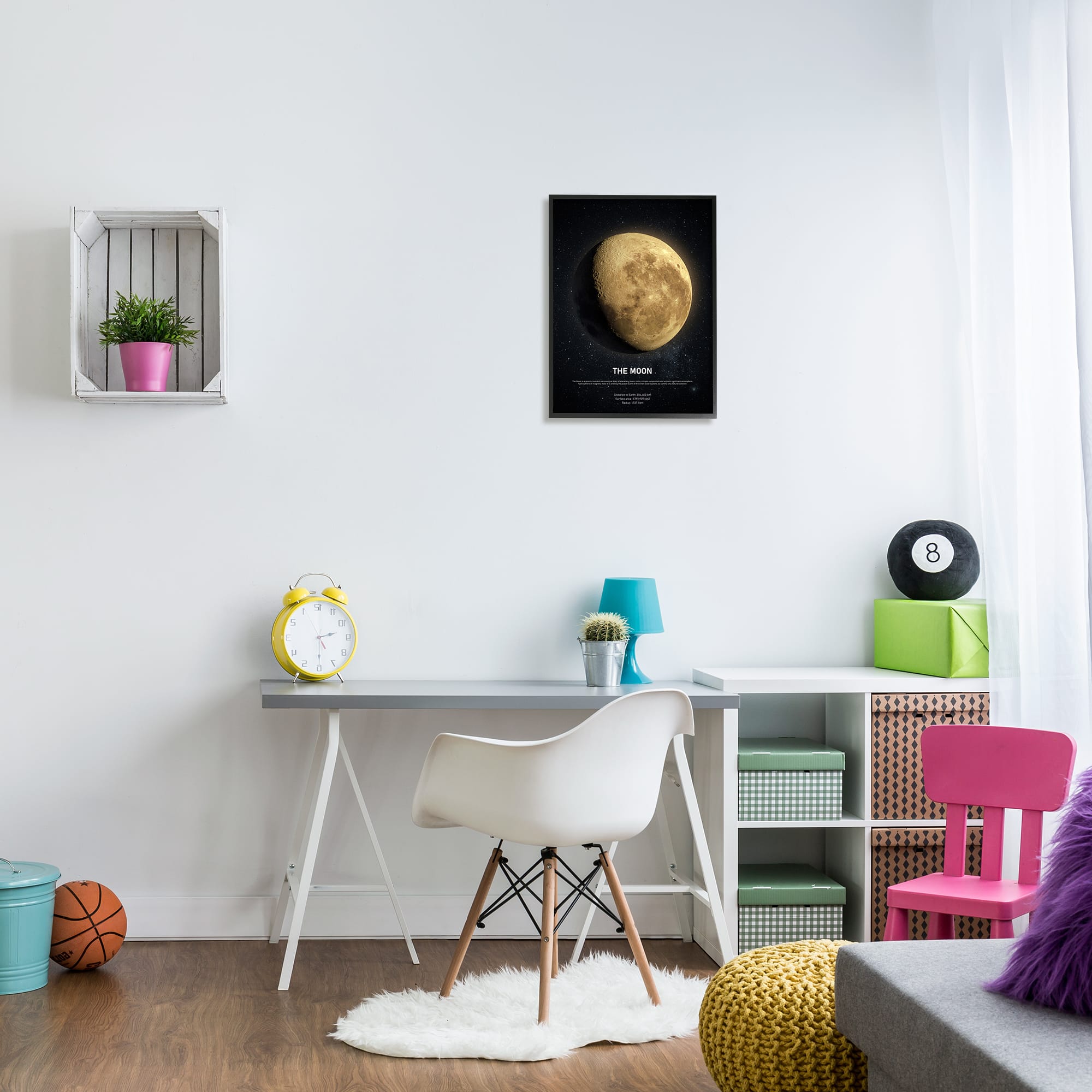 Stupell Industries Earth's Moon Celestial Facts Outer Space Infographic in Black Frame Wall Art