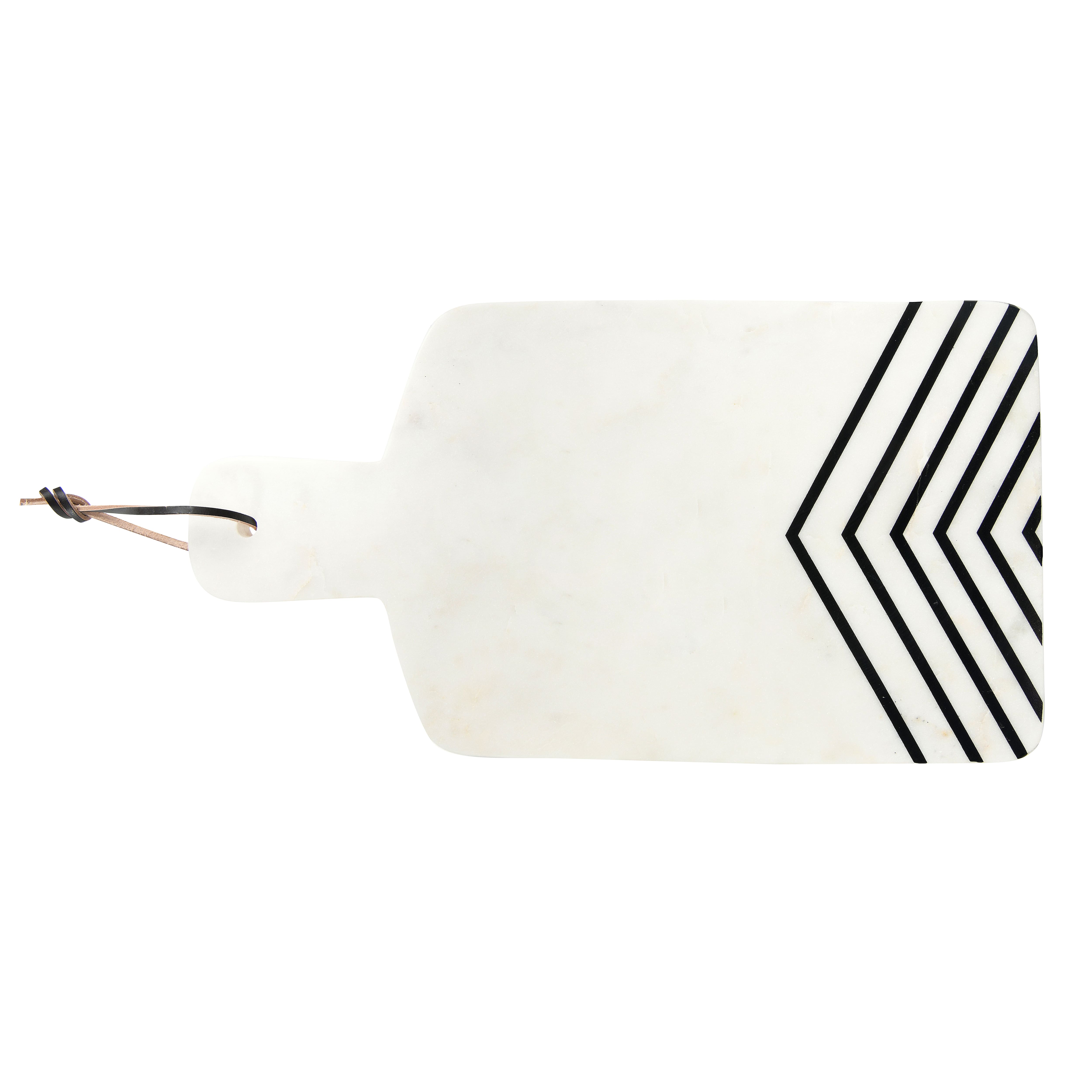 17&#x22; White and Black Chevron Marble Cheese/Cutting Board