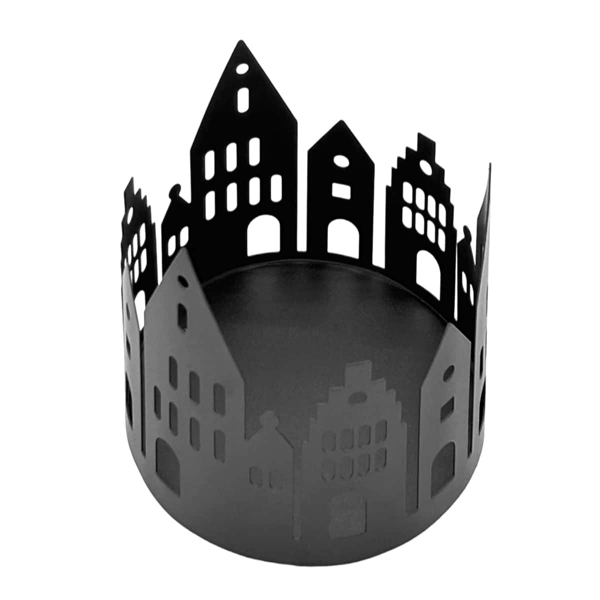 4.25&#x22; Black Metal Houses Candle Holder by Ashland&#xAE;