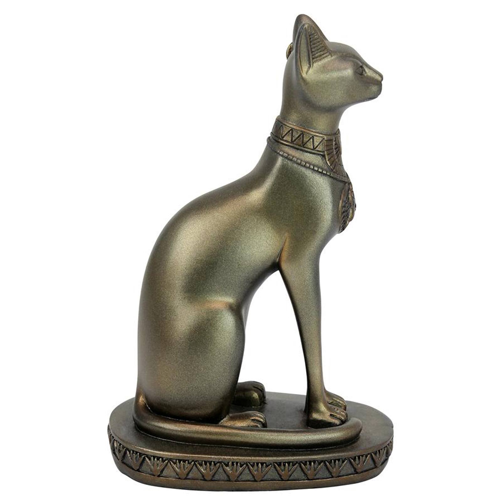 7.5&#x22; Gold Cat Goddess of Ancient Egypt Statue