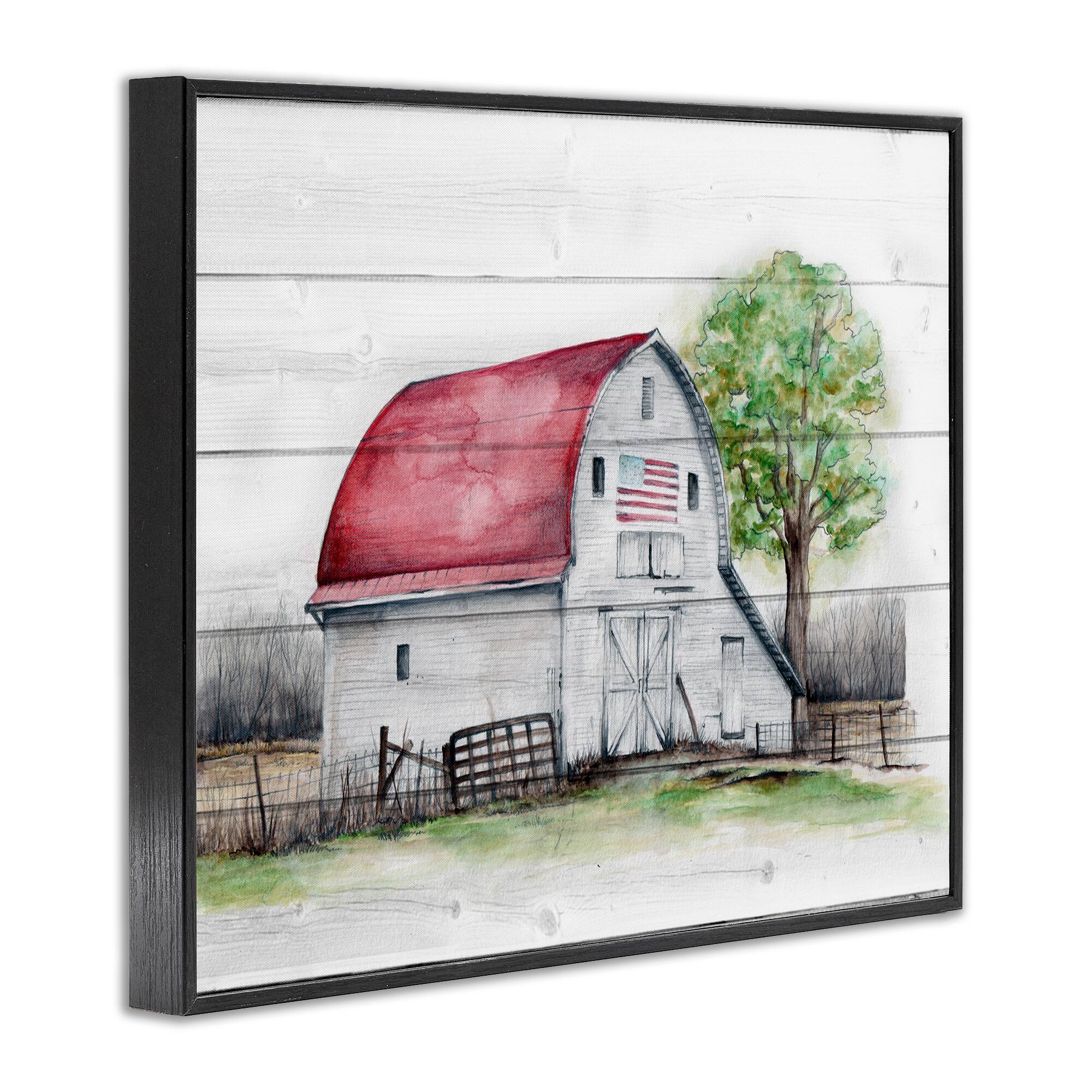 Stupell Industries Rustic Americana Barn Framed Giclee Art