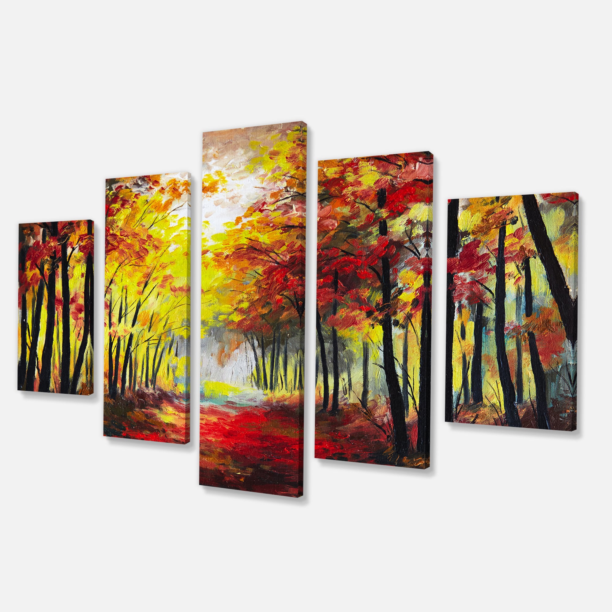 Designart - Walk Through Autumn Forest - Landscape Art Print Canvas