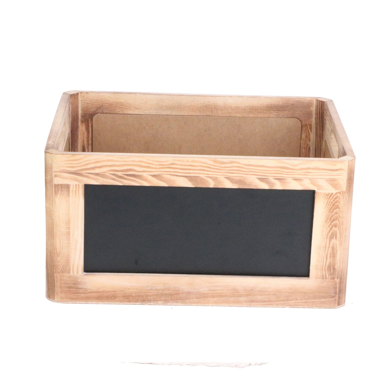 wooden box with chalkboard