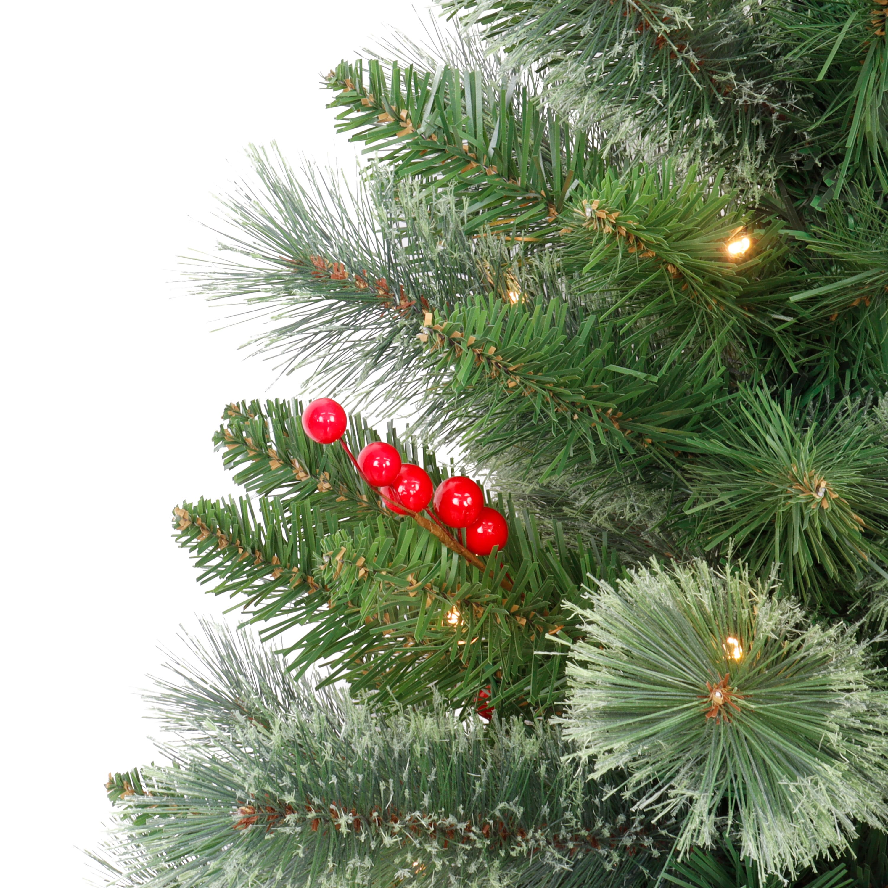 2 Pack 3.5ft. Pre-Lit Faux Cashmere Artificial Potted Christmas Tree, Warm White LED Lights