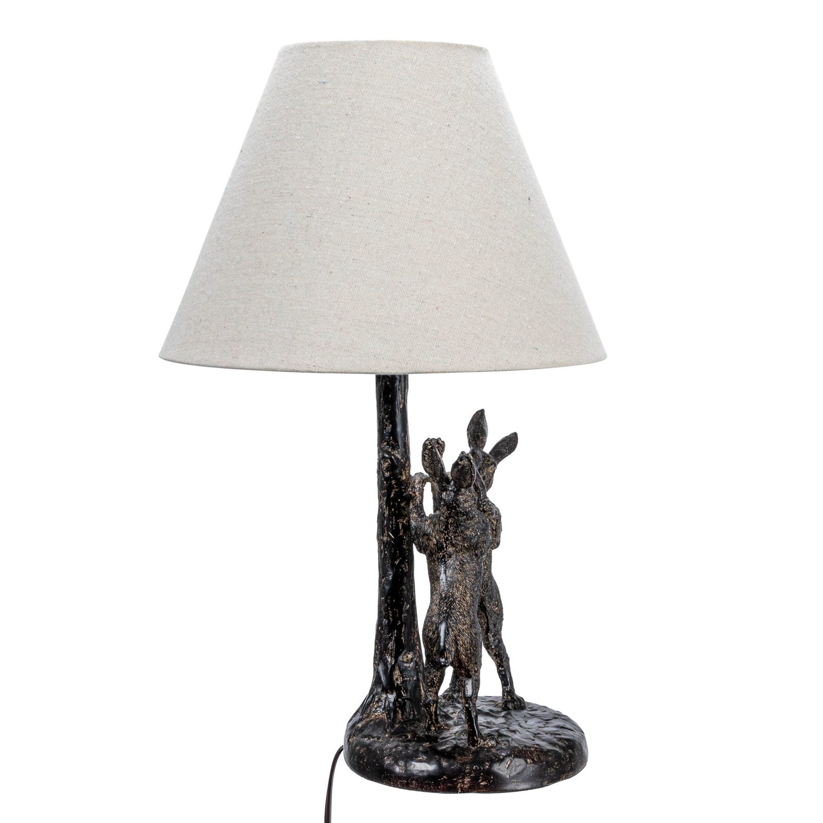Hello Honey® 18.5" Brown & Natural Bunny Rabbit Table Lamp with Linen Empire Shade