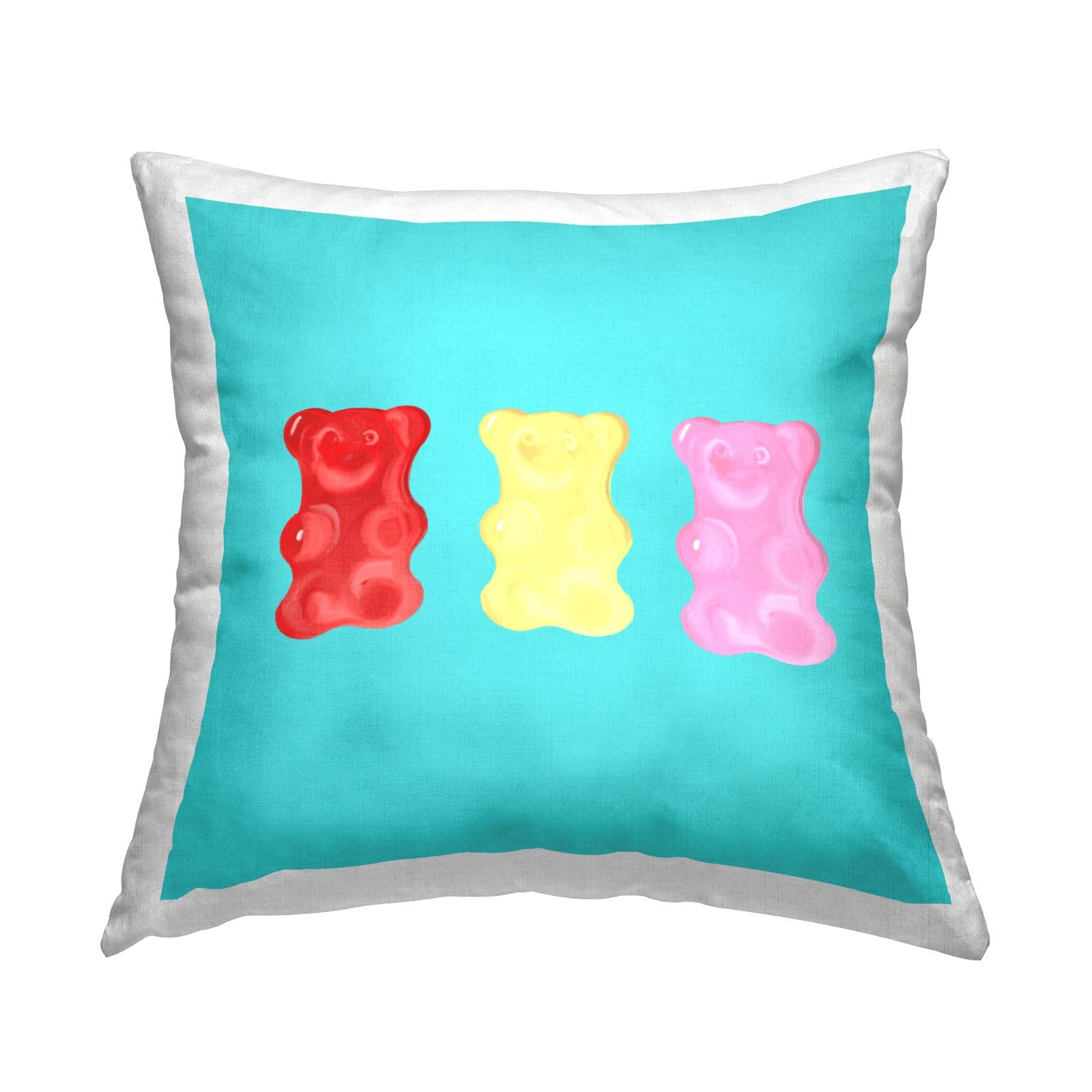 Stupell Industries Vibrant Gummy Bear Candy Turquoise Background Throw Pillow, 18" x 18"