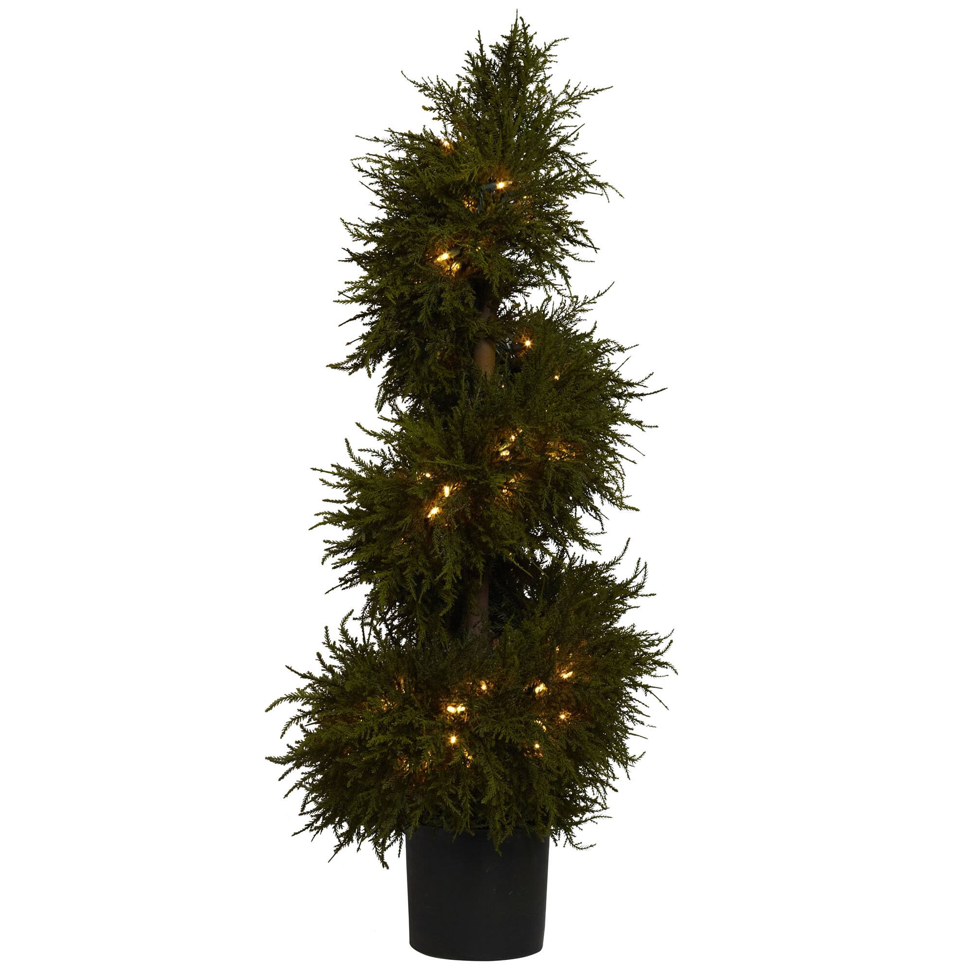3.5ft. Pre-Lit Potted Cedar Spiral Topiary