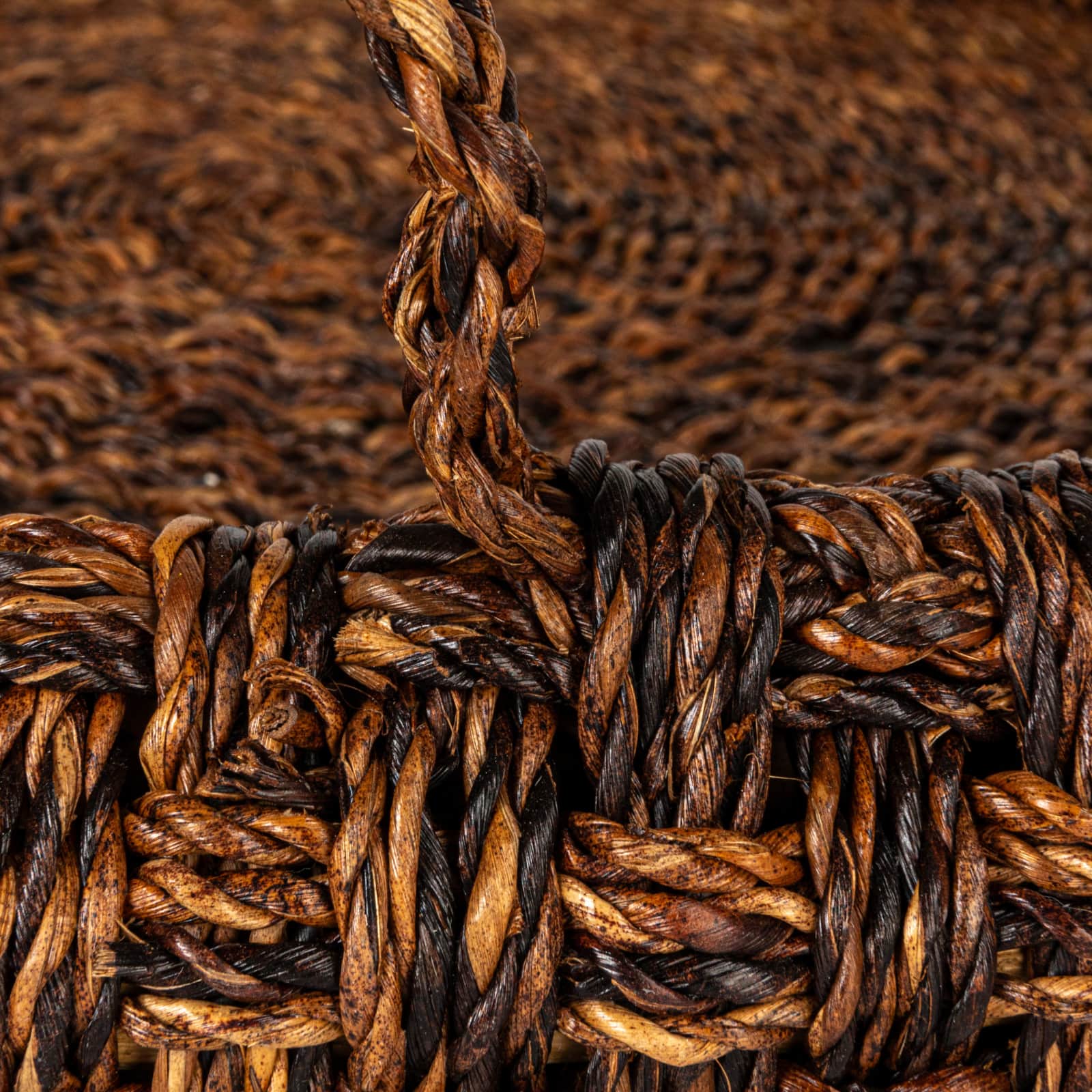 Hello Honey® 29" Dark Brown Artisanal Bankuan Braided Tray with Handles