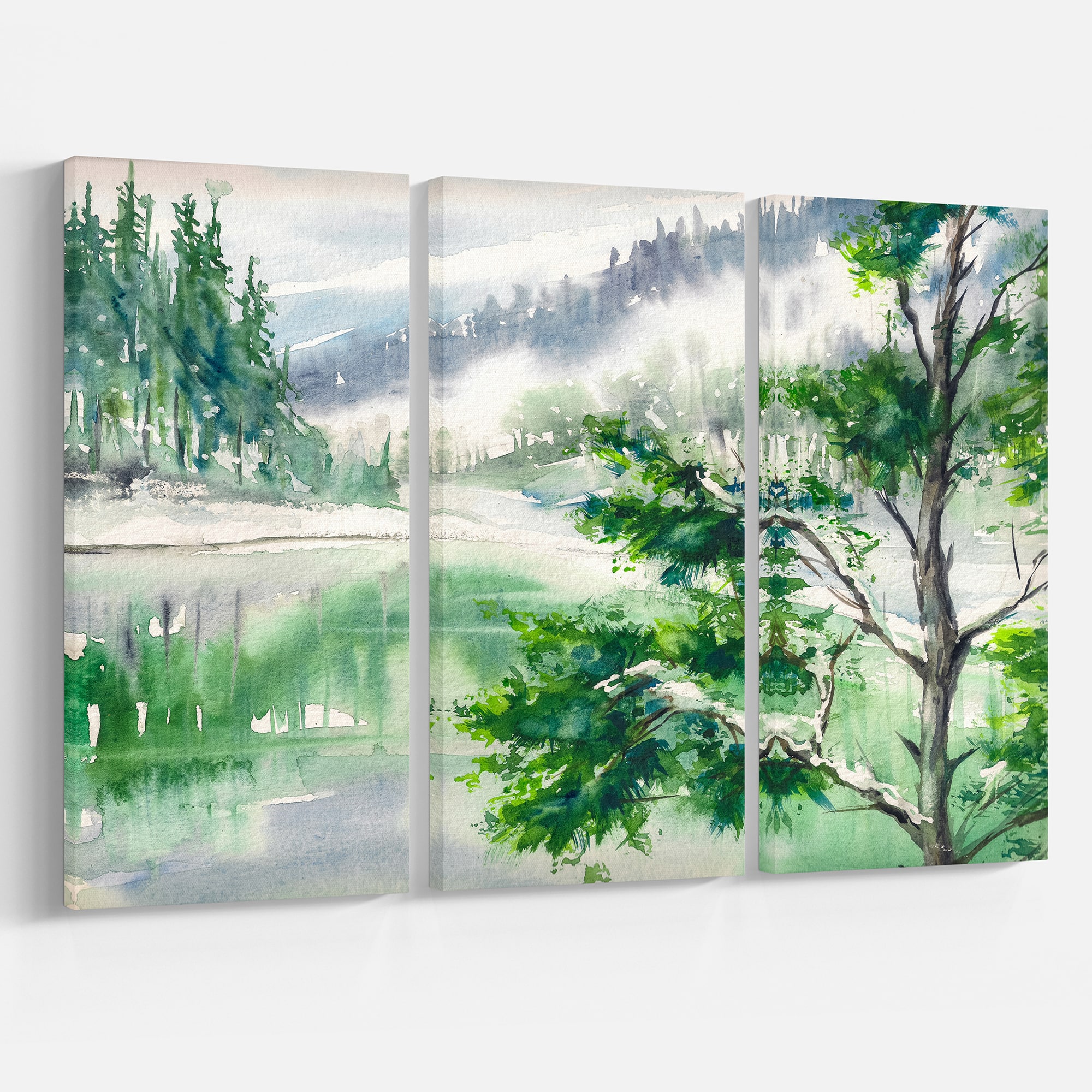 Designart - Lake and Mountains in Winter Season