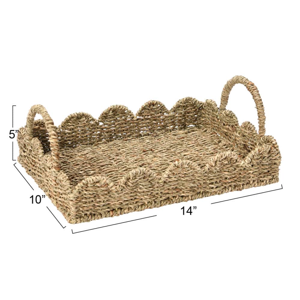 Household Essentials 14&#x22; Seagrass Tray with Scalloped Edge