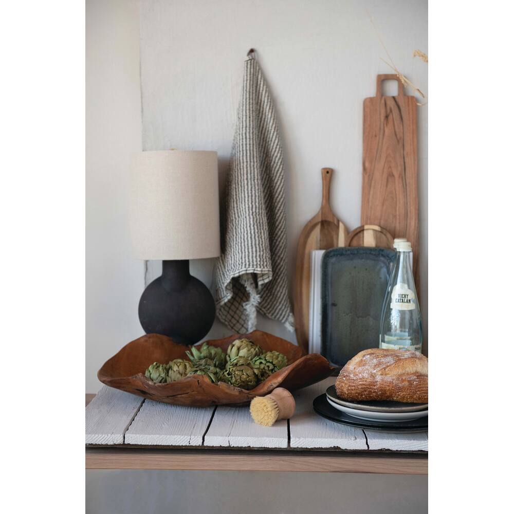 Hello Honey® 19.5" Decorative Hand-Carved Teakwood Bowl