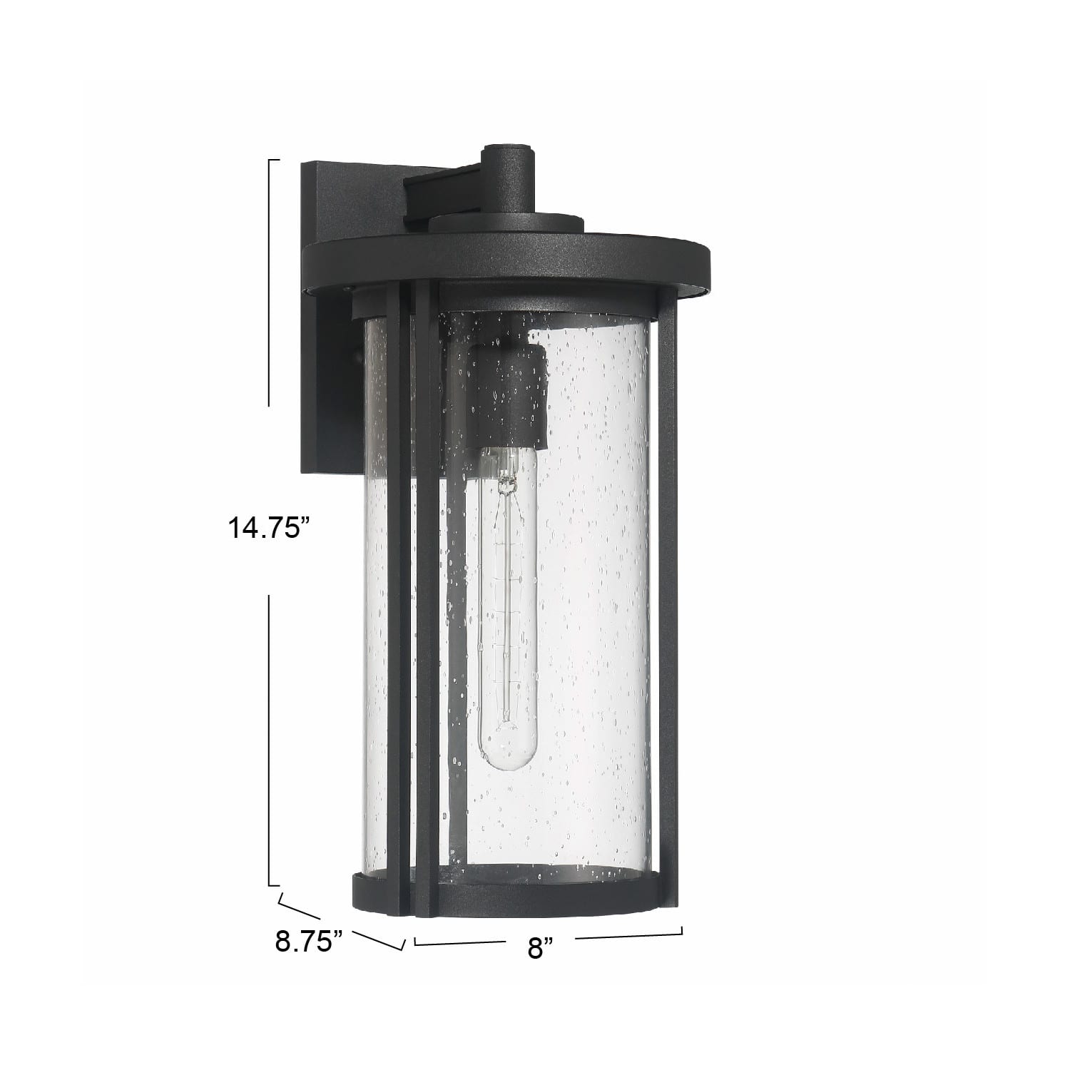 Maude Matte Black Modern Cylindrical Metal &#x26; Glass Wall Mounted Outdoor Wall Light