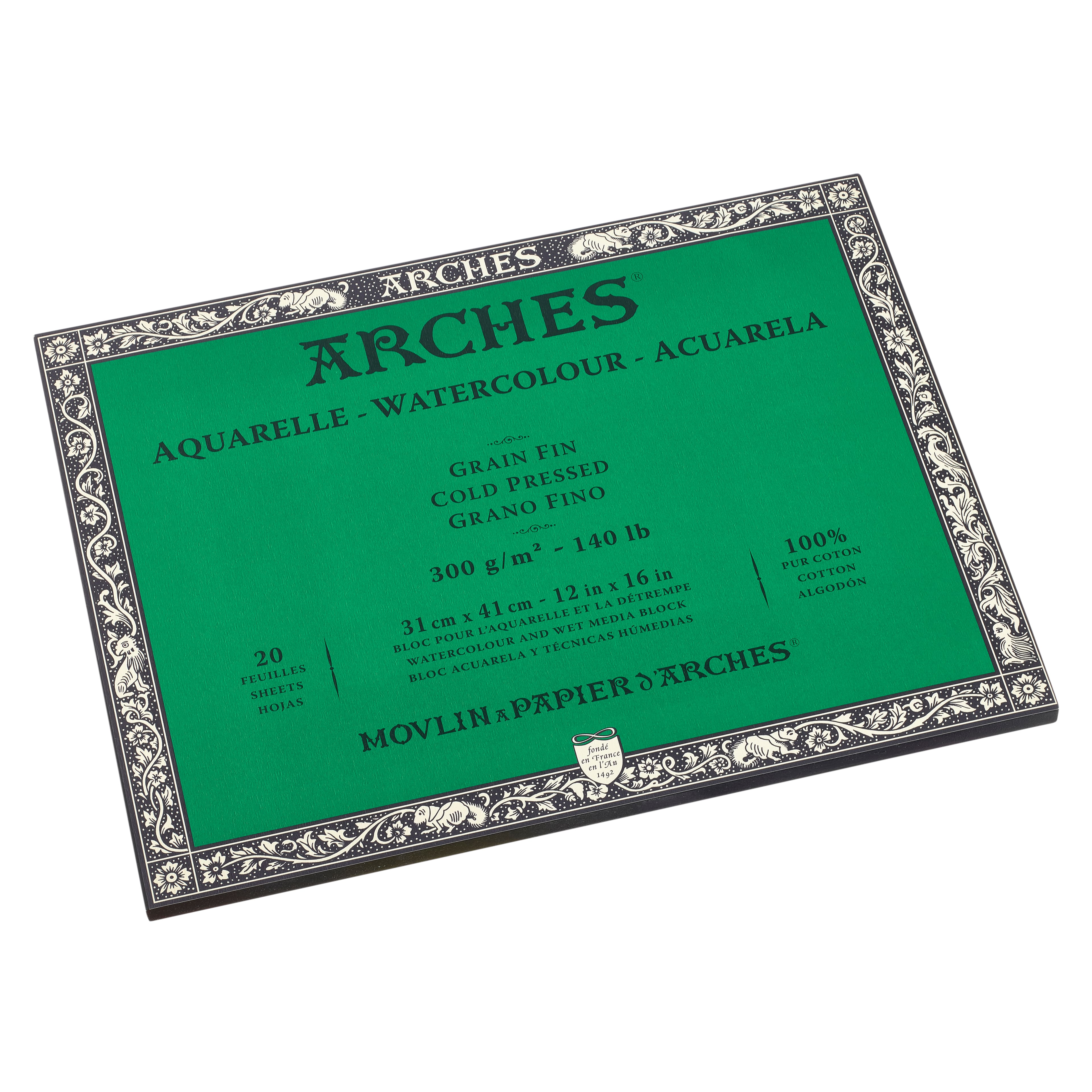 3 Packs: 20 ct. (60 total) Arches&#xAE; Cold-Pressed Watercolor Block Paper, 12&#x22; x 16&#x22;