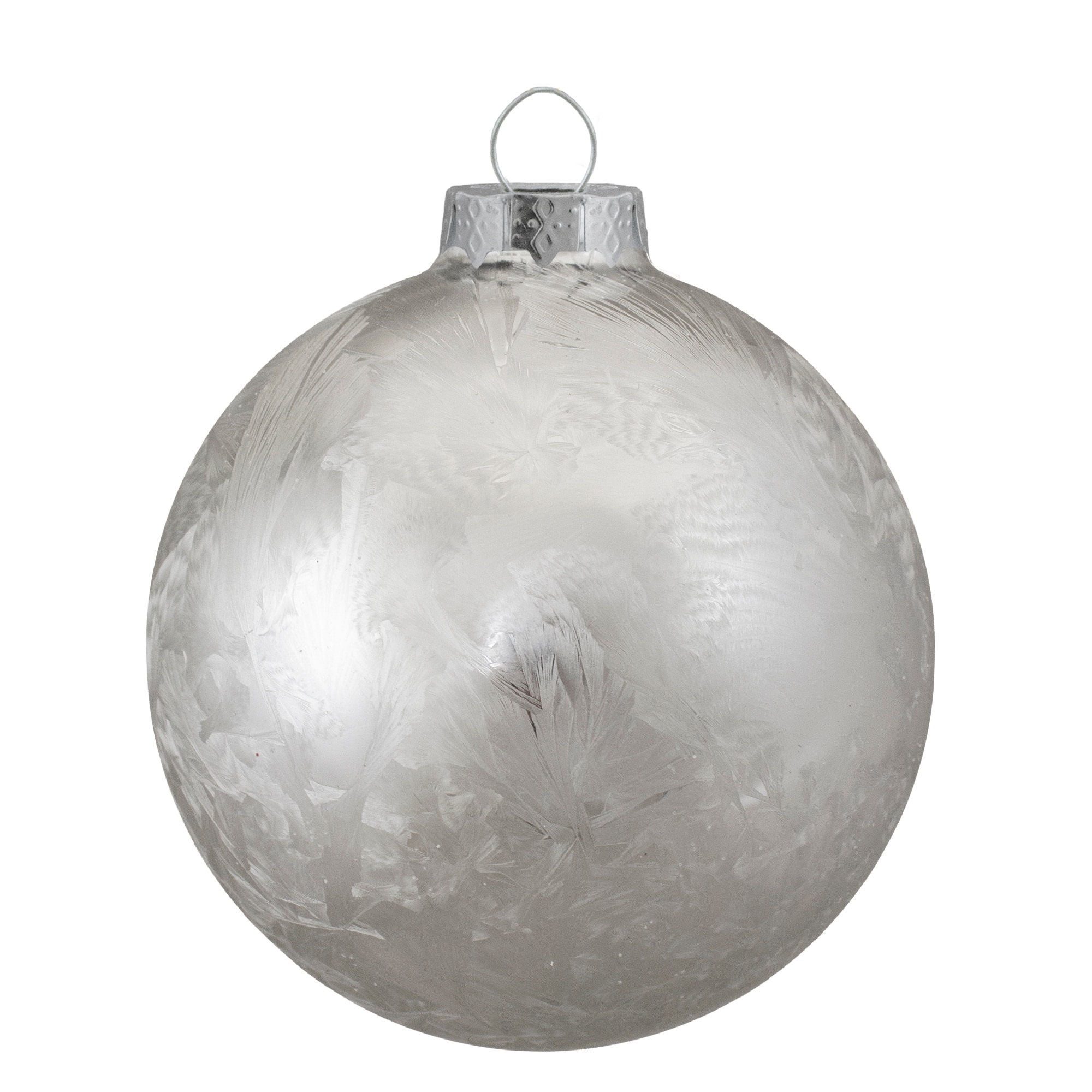 4ct. Silver &#x26; Clear 2-Finish Glass Ball Ornaments