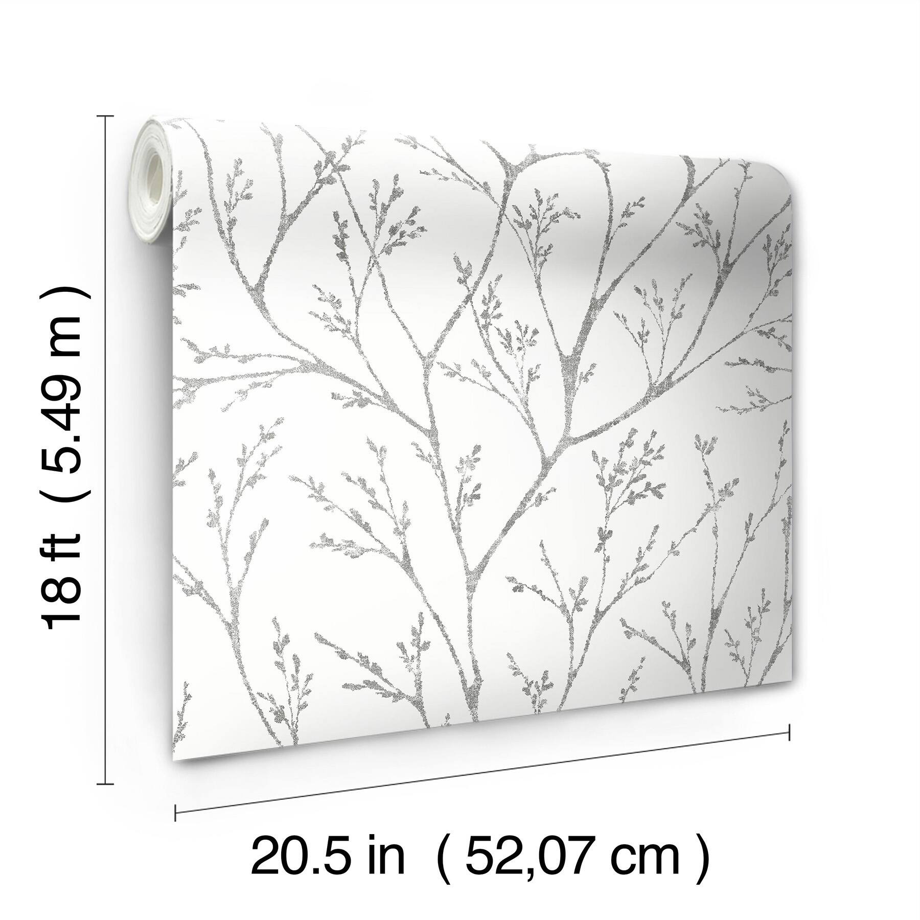 RoomMates Gray Tree Branches Peel &#x26; Stick Wallpaper