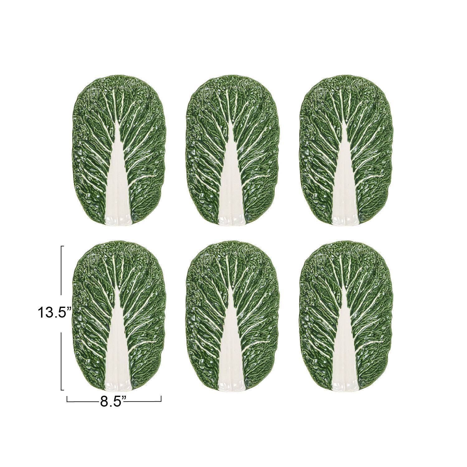 Hello Honey® 13.5" Green Cabbage Ceramic Serving Plates, 6ct.