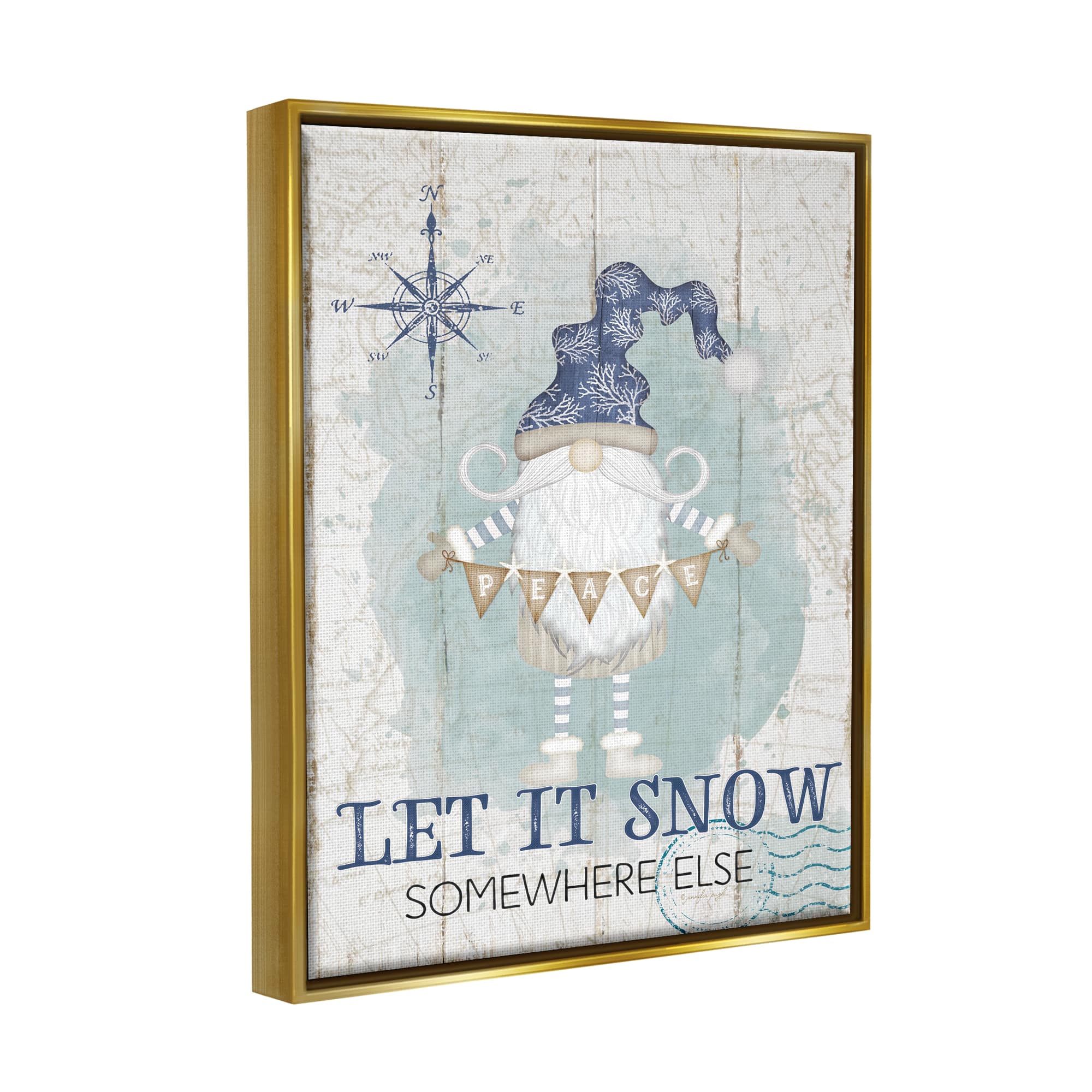 Stupell Industries Let It Snow Somewhere Else Gnome Framed Floater Canvas Wall Art