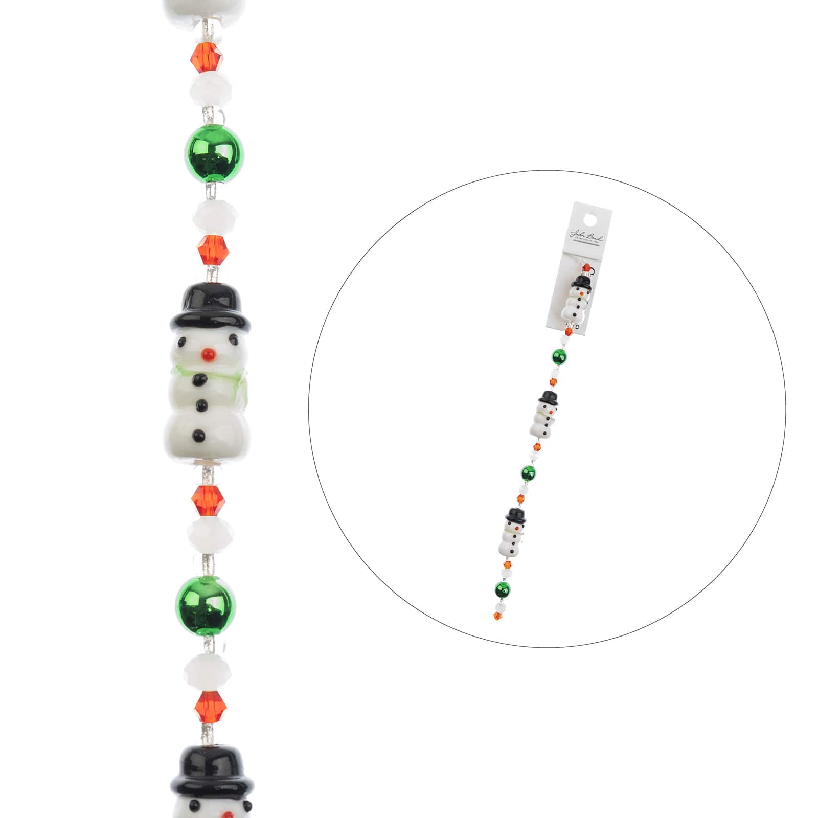 Crystal Lane DIY 7" Lampwork Designer Holiday Glass Bead Strand