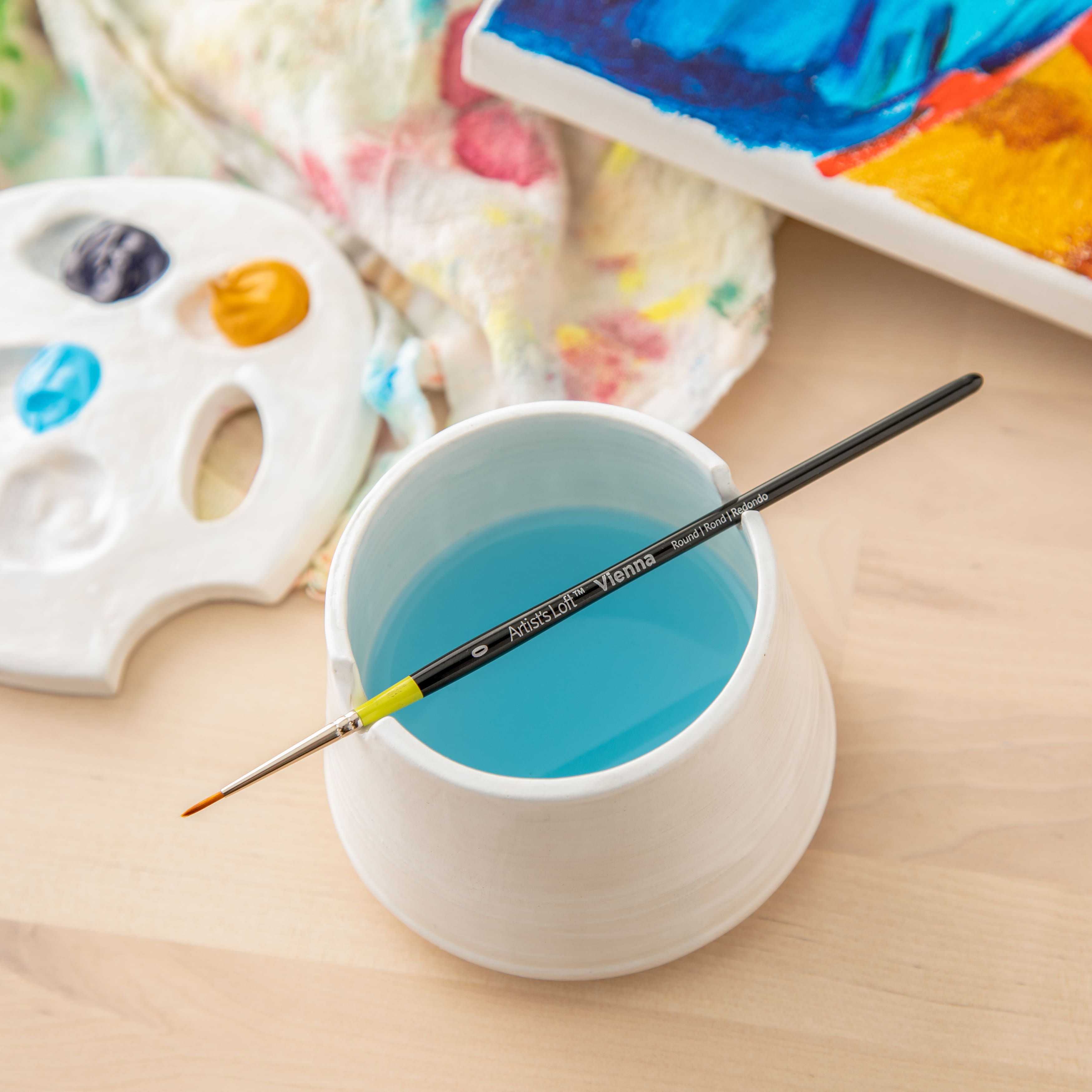 12 Pack: Vienna Golden Taklon Short Handle Round Brush by Artist's Loft™