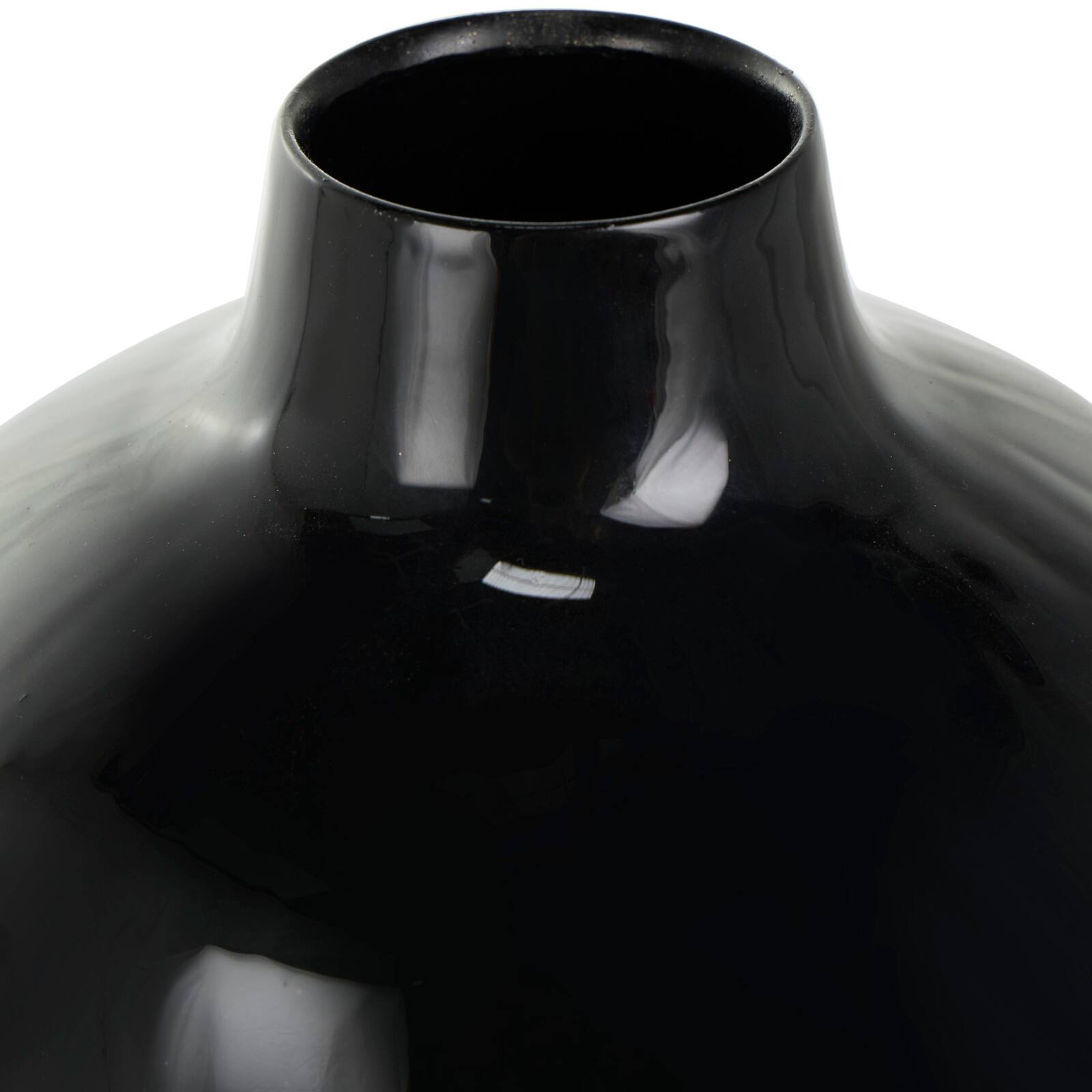 16" Black Metal Abstract Vase with Gold Detailing