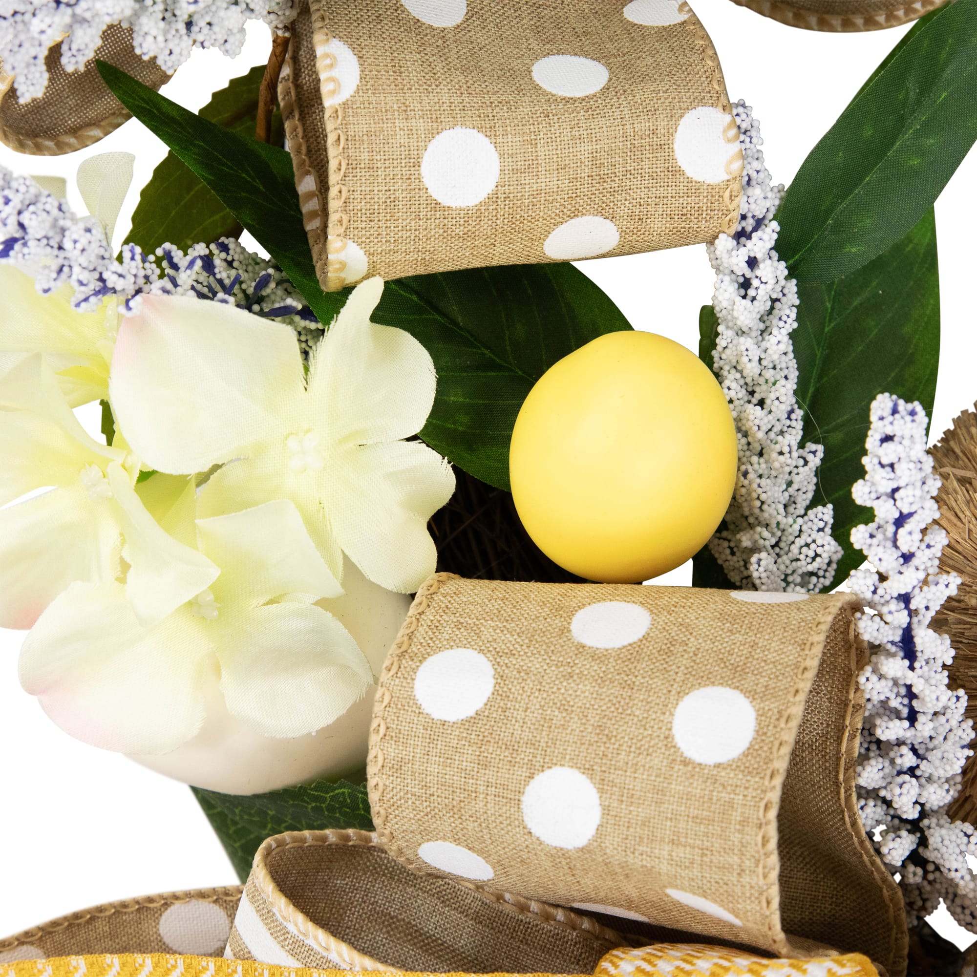 22" Green & Beige Bunny & Bows Floral Easter Wreath