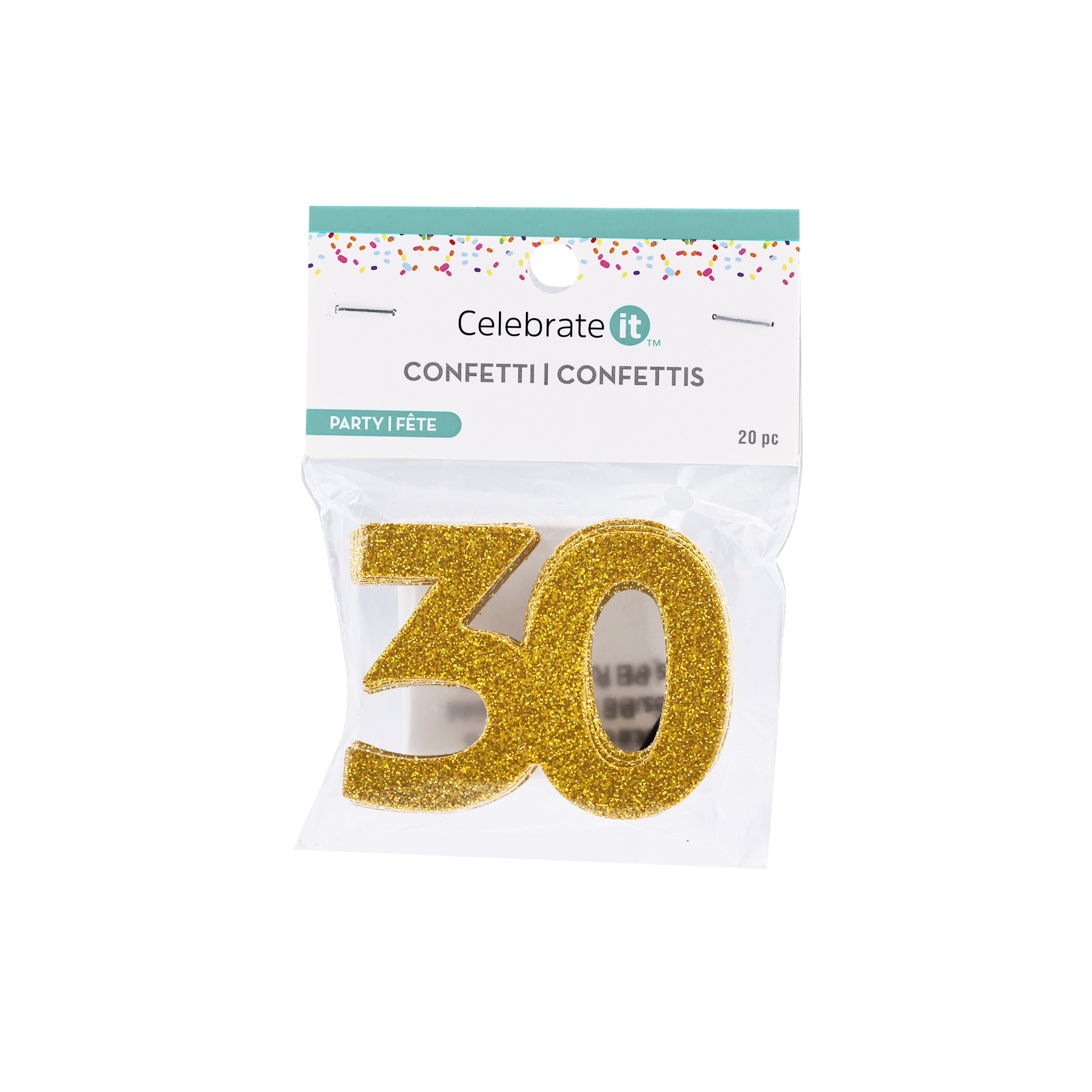 2&#x22; Gold 30 Glitter Confetti, 20ct. by Celebrate It&#x2122;