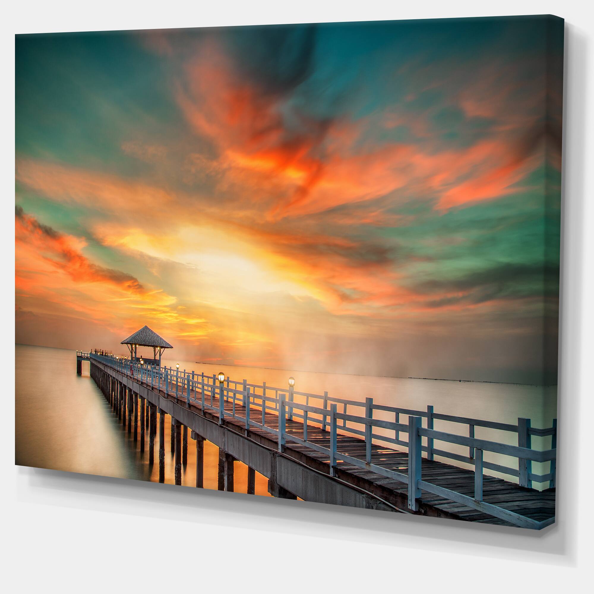 Designart - Wooden Pier - Landscape Photo Canvas Art Print