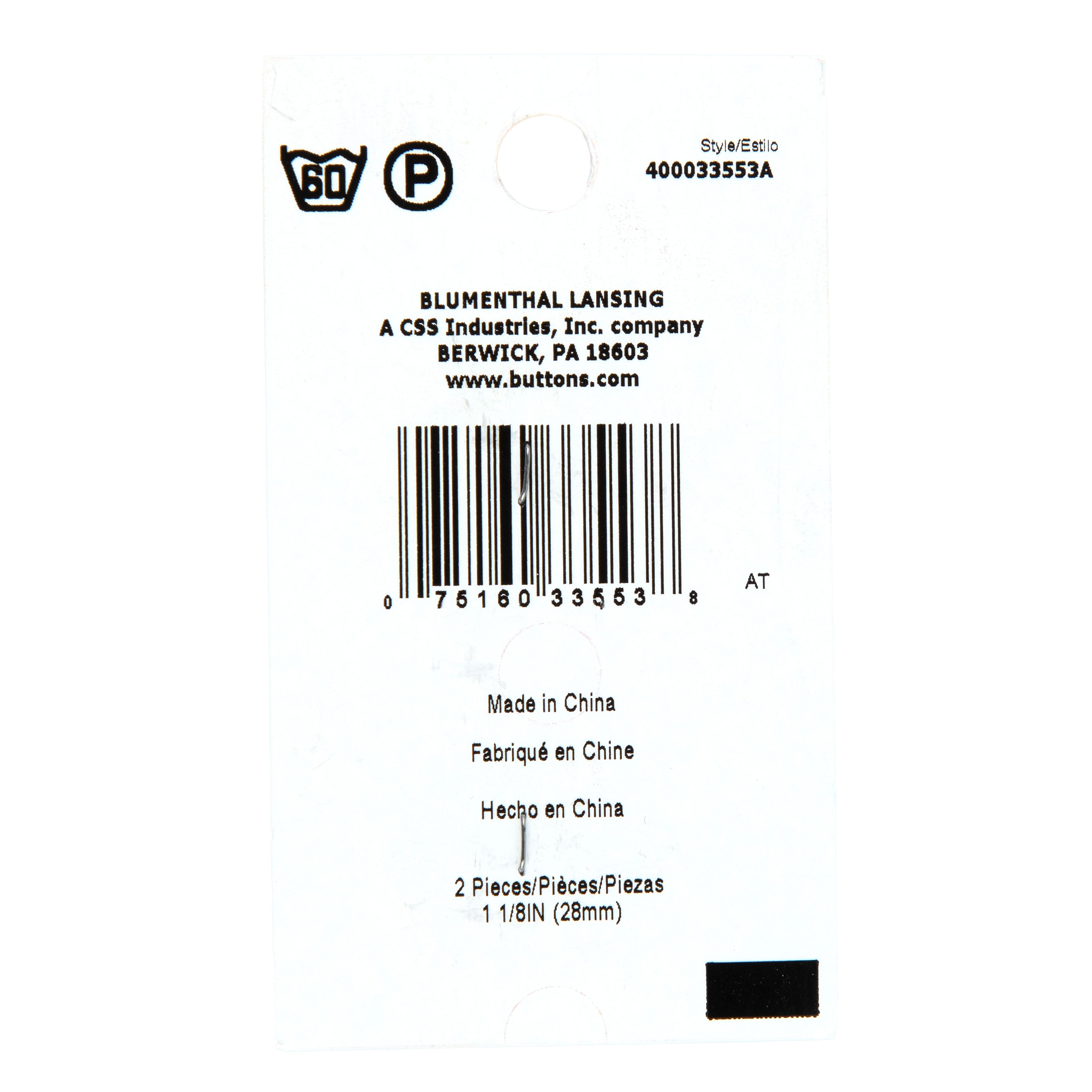 Spectrum Warm 1 1/8" Yellow 2-Hole Buttons, 2ct.