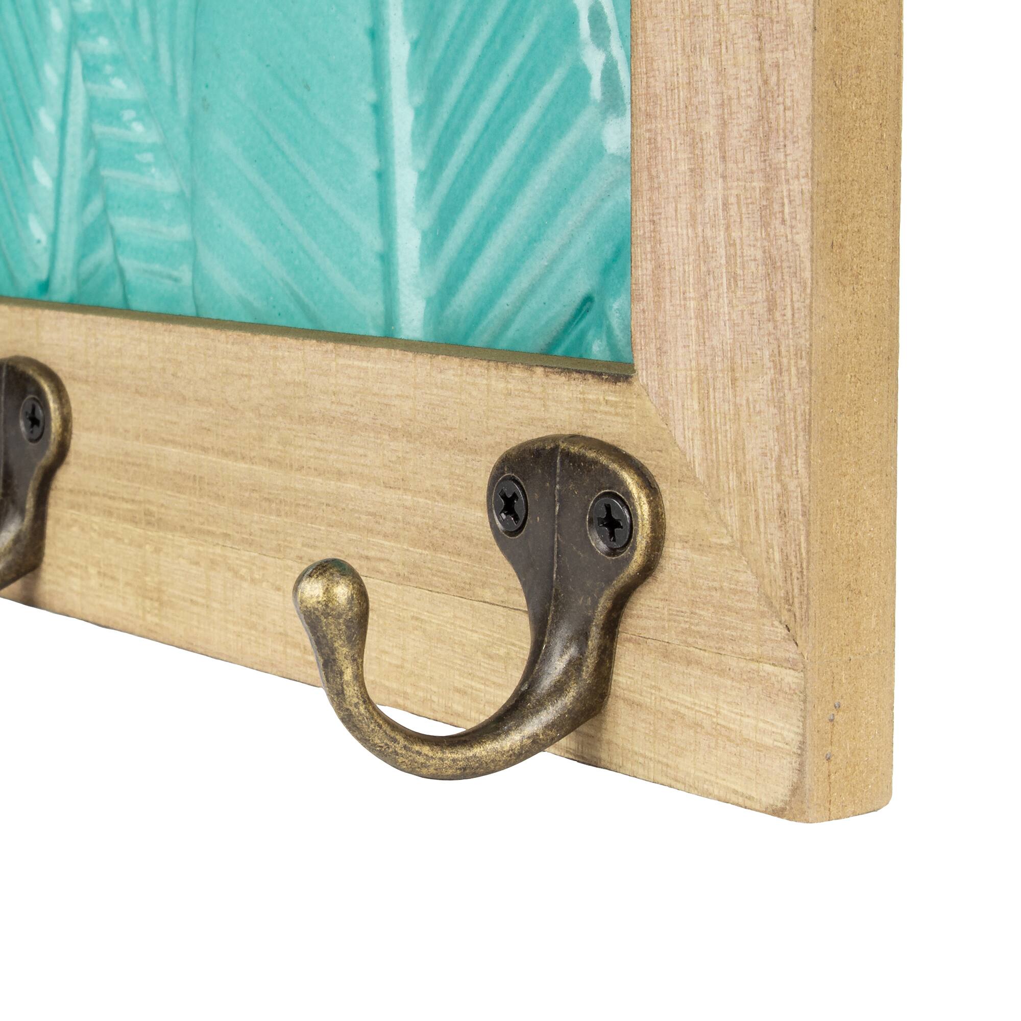 Teal Tropical Leaves Wall Mounted Rack
