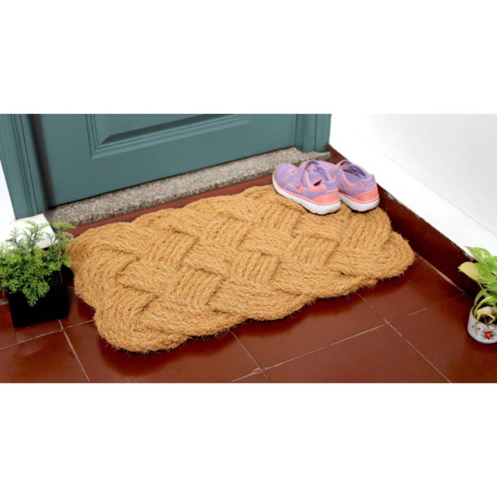 RugSmith Natural Handcrafted Handknotted Coir Doormat