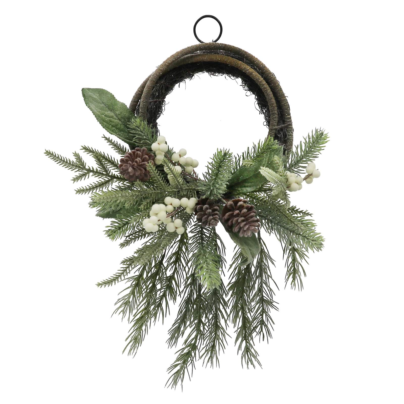 20&#x22; Snowy Pine Leaf, Pinecone &#x26; White Berry Wreath by Ashland&#xAE;