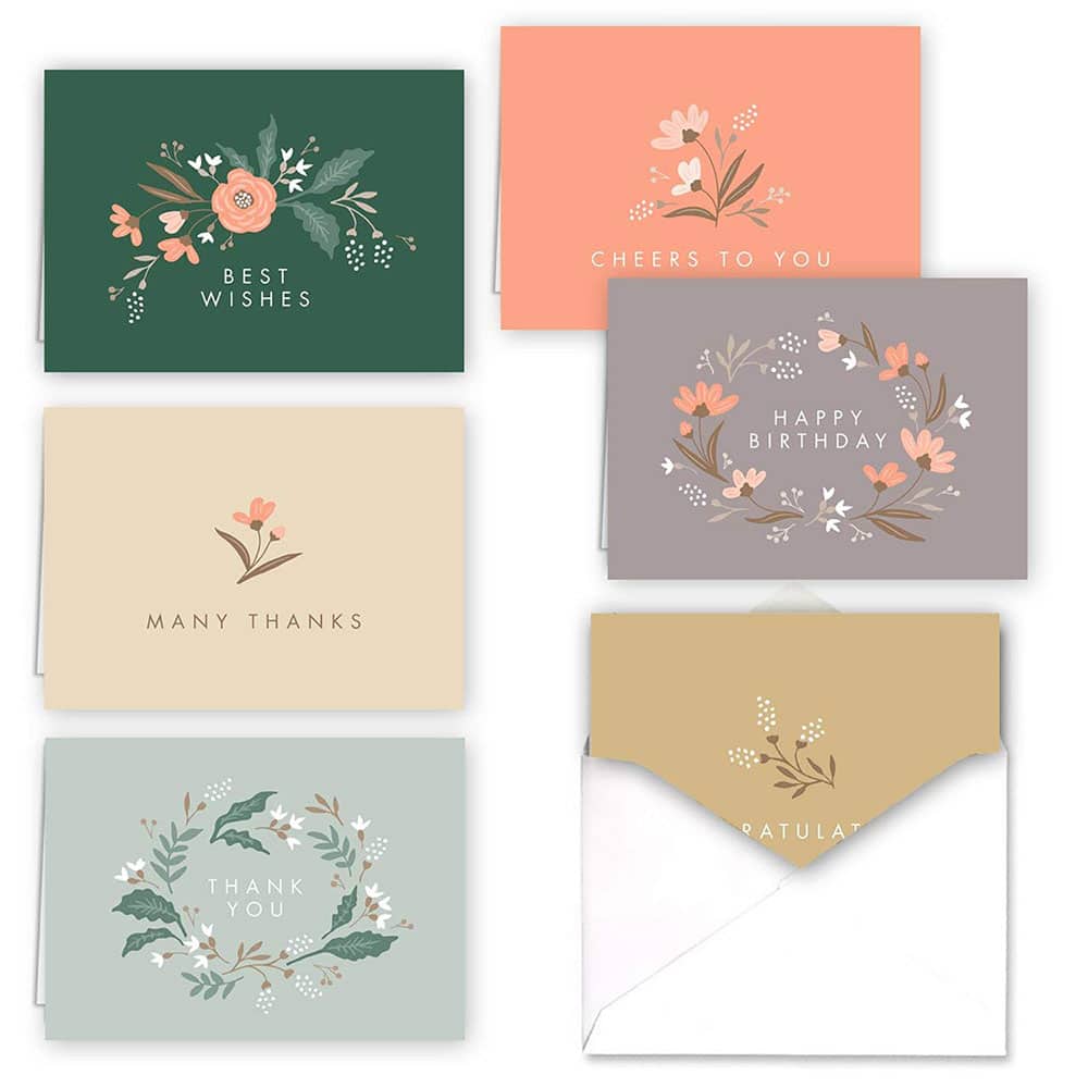 JAM Paper Blank Rustic Blooms Design Thank You Cards Set, 36ct.