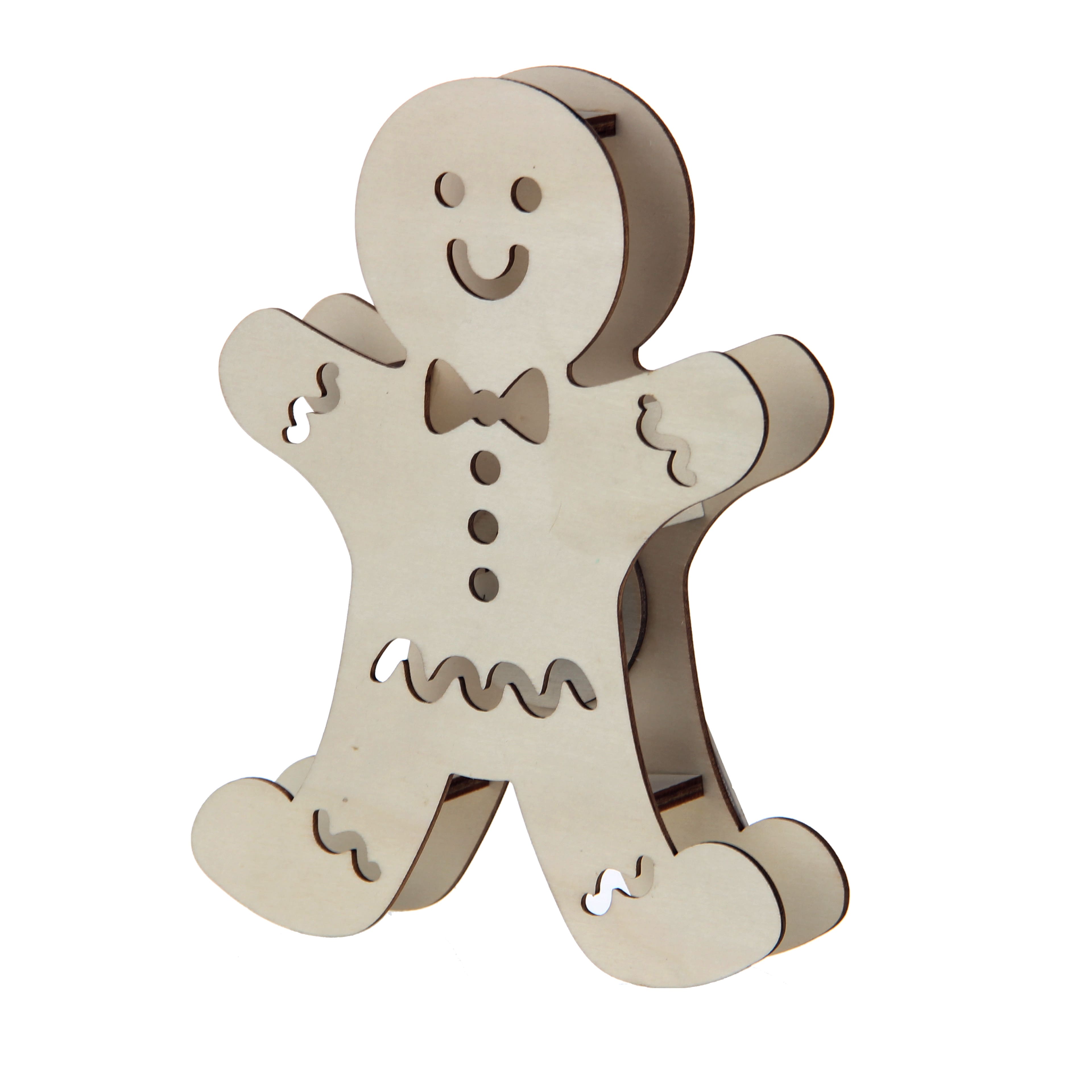 7&#x22; Unfinished Gingerbread Man DIY LED Wood D&#xE9;cor by Make Market&#xAE;