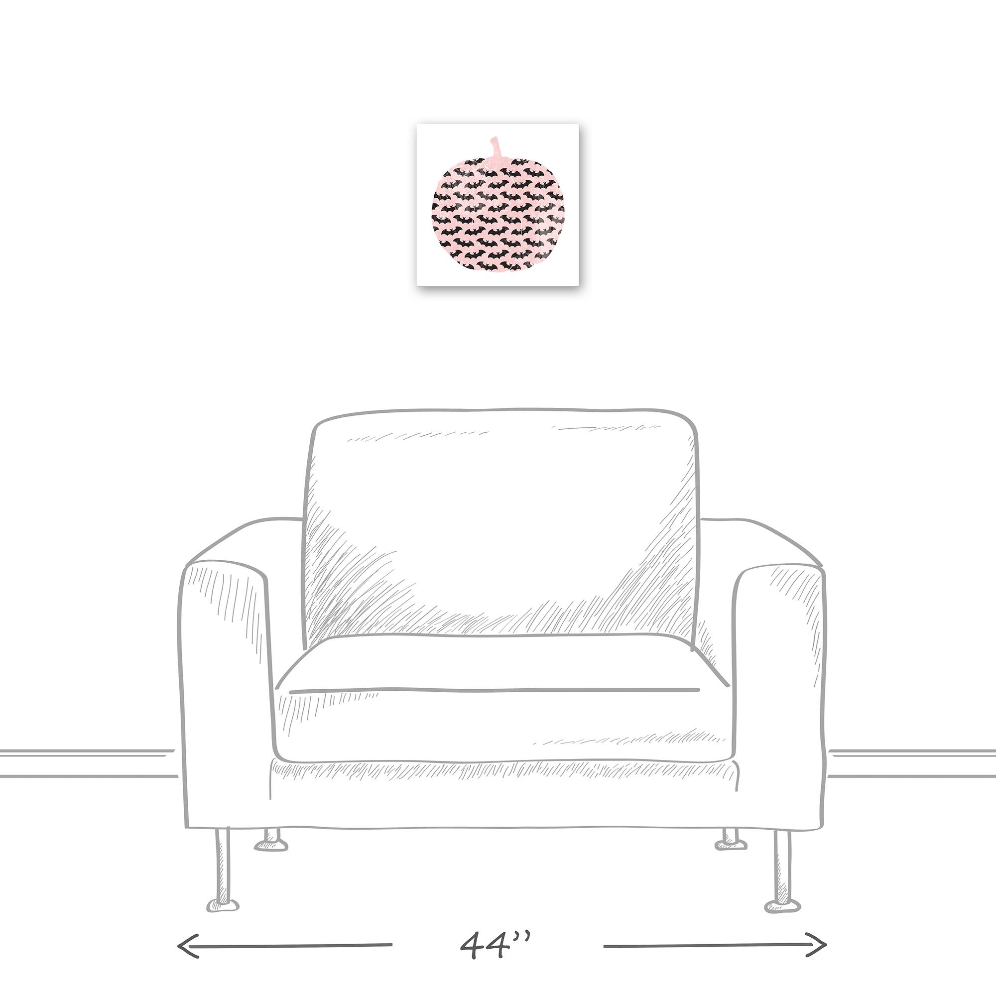 Pink & Black Bat Pumpkin Canvas Wall Art