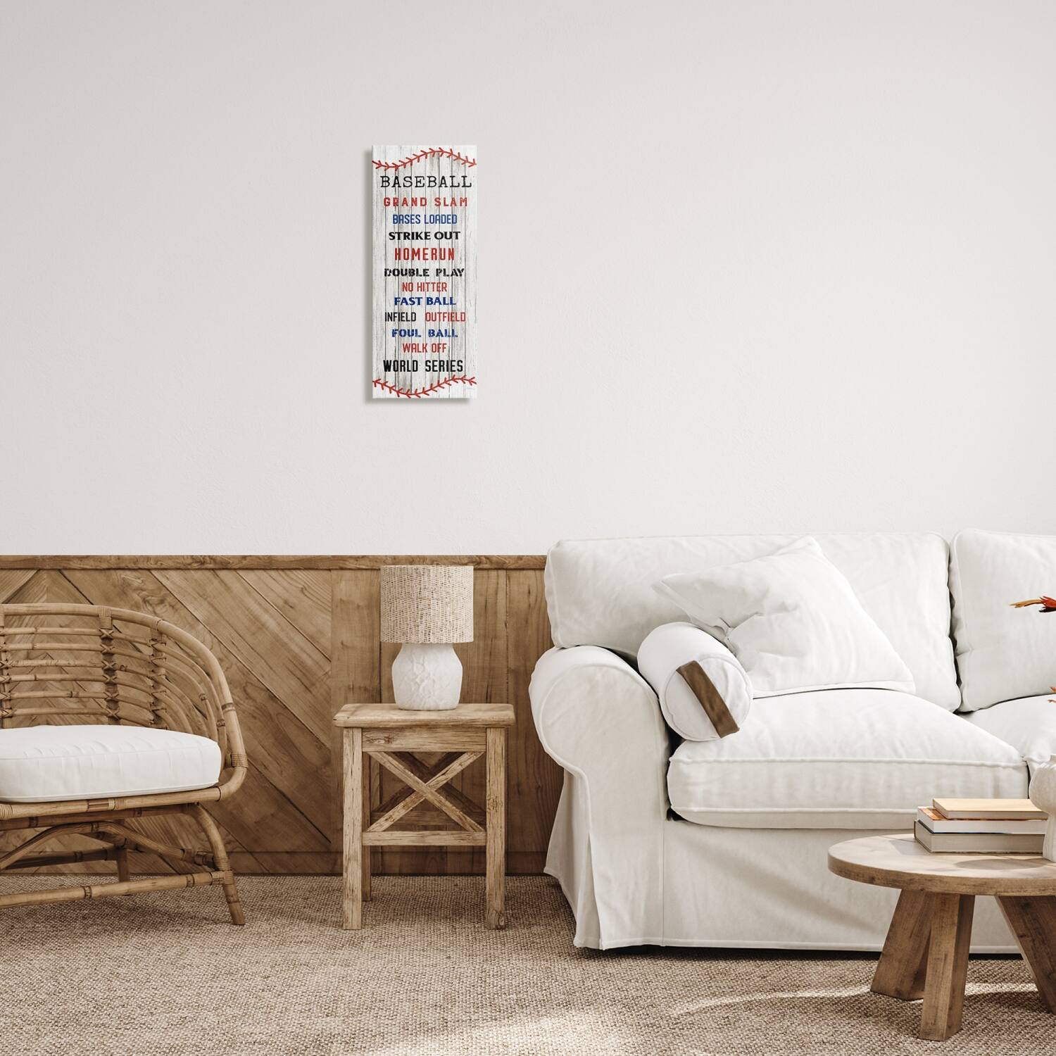 Stupell Industries Baseball Listed Phrases Sign Homerun Sports Strike Out Canvas Wall Art