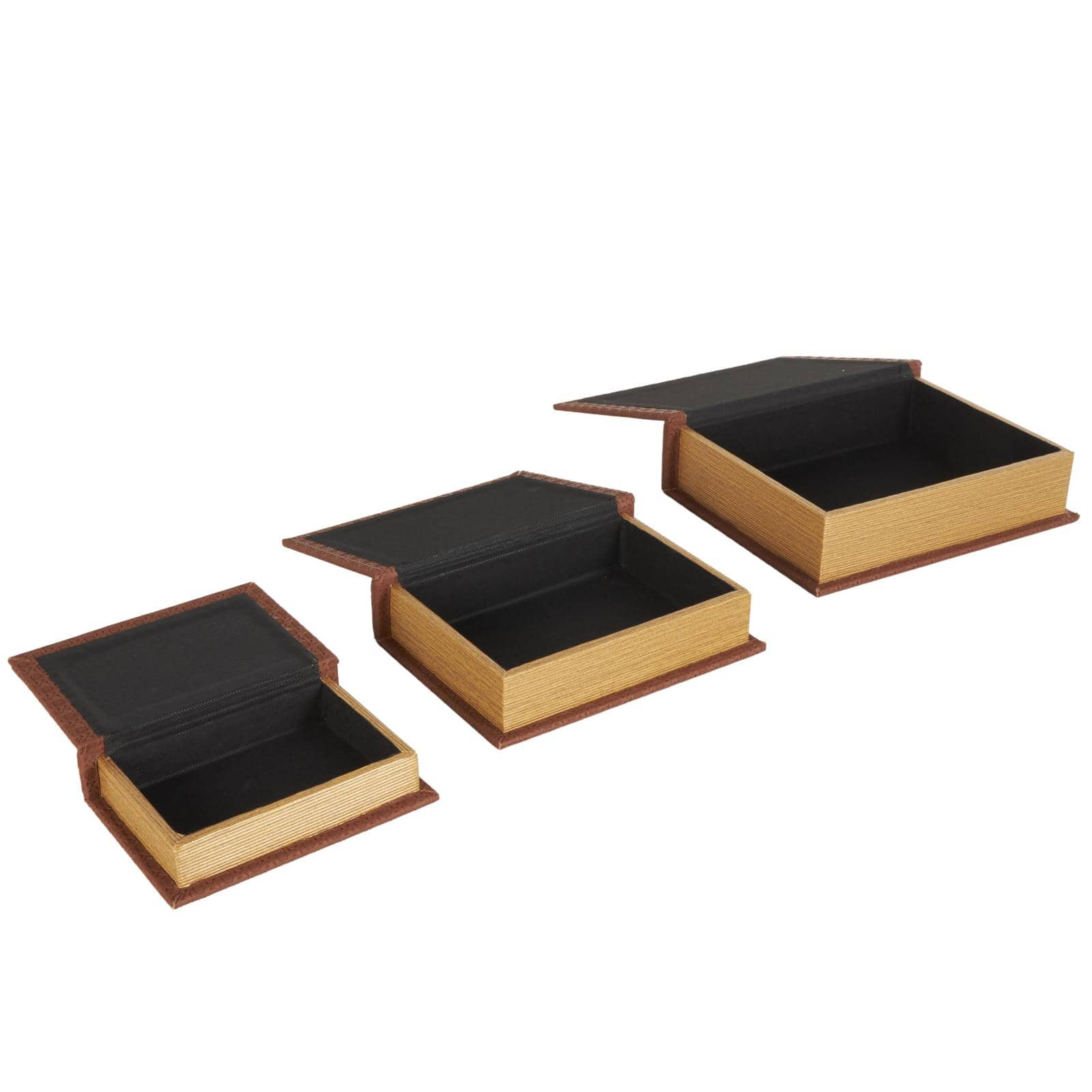 Faux Leather Geometric Woven Grid Book Storage Box Set