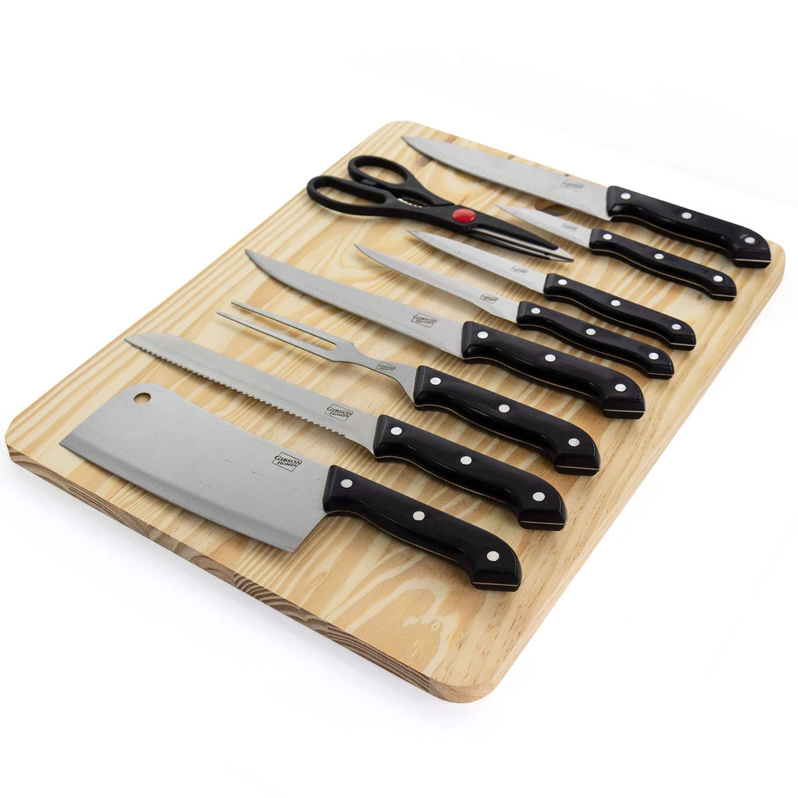 Gibson Home® Wildcraft 10-Piece Cutlery Set with Wooden Cutting Board