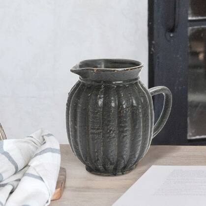 Hello Honey® 2.5qt. Matte Black Stoneware Fluted Pitcher