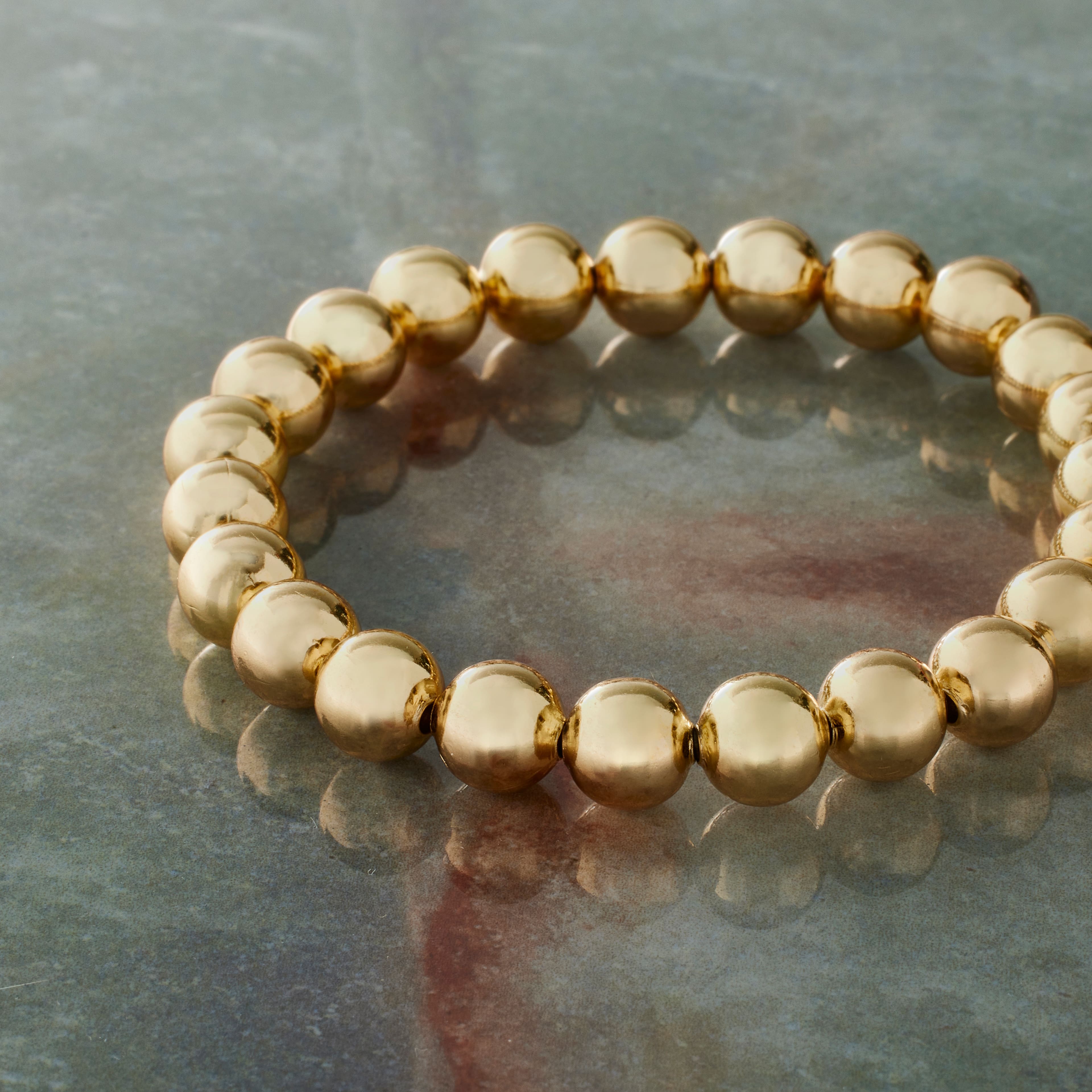 12 Pack: 8mm Gold Round Beaded Charm Bracelet by Bead Landing&#x2122;