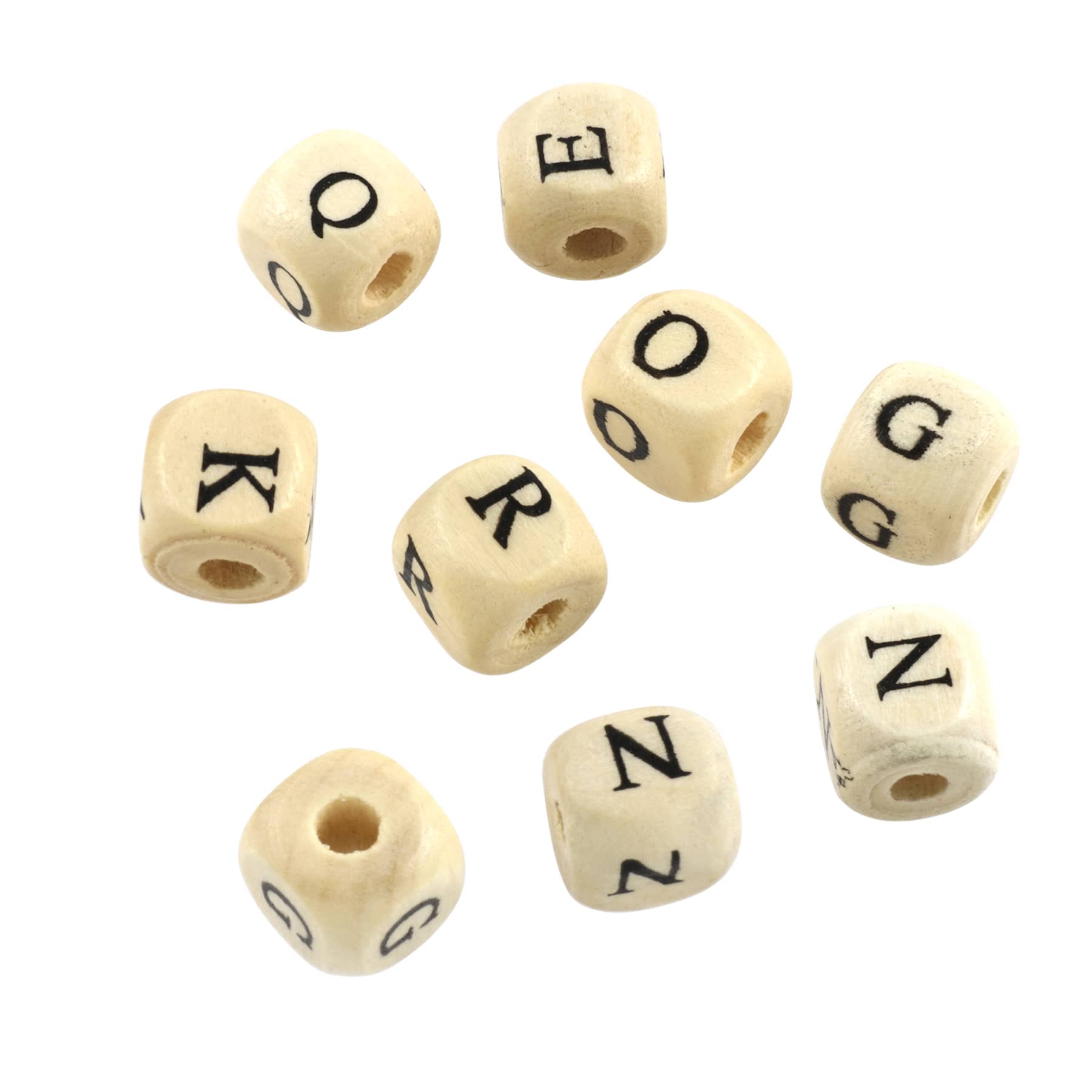 Wooden beads with alphabet letters