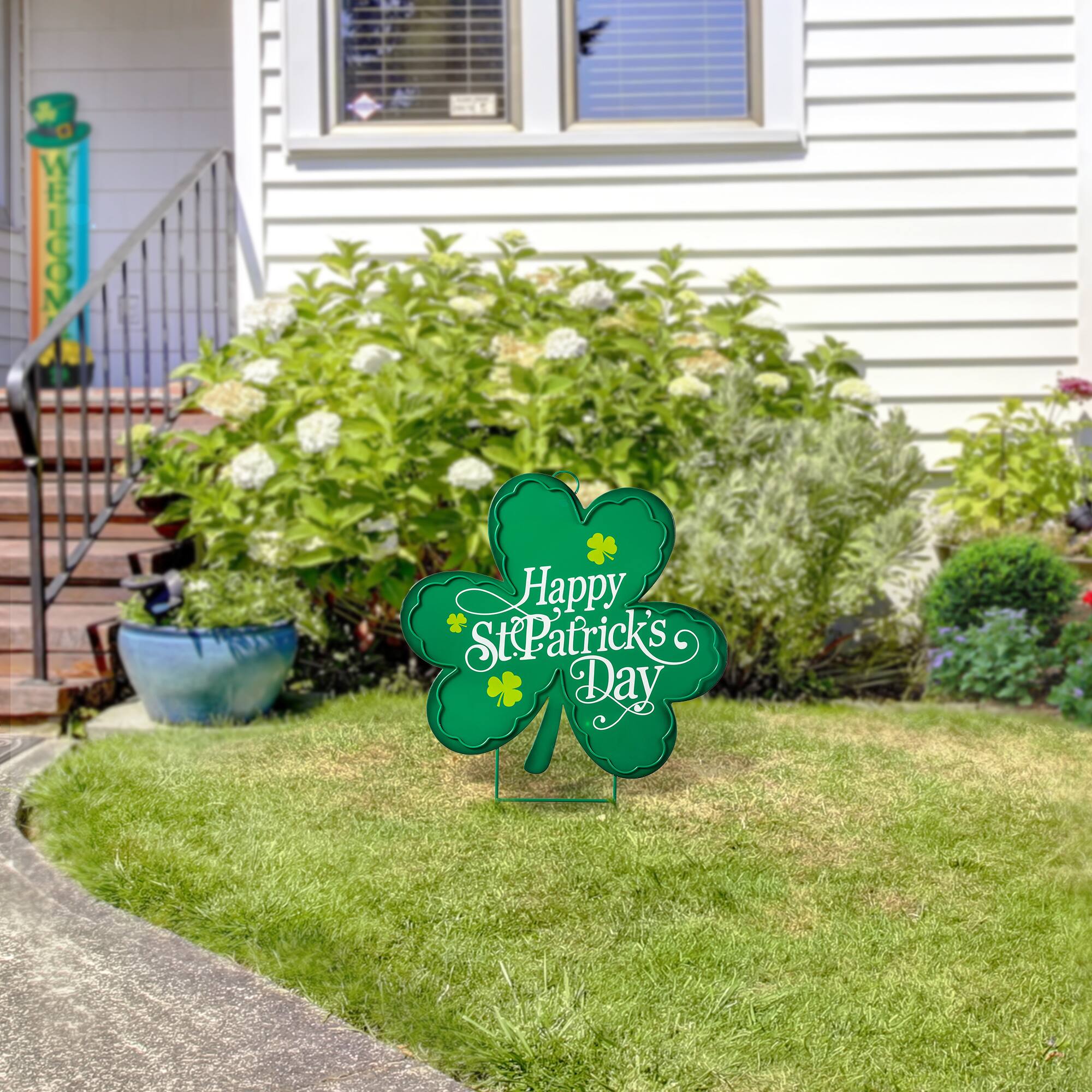 Glitzhome® 24" St. Patrick's Metal Shamrock Yard Stake