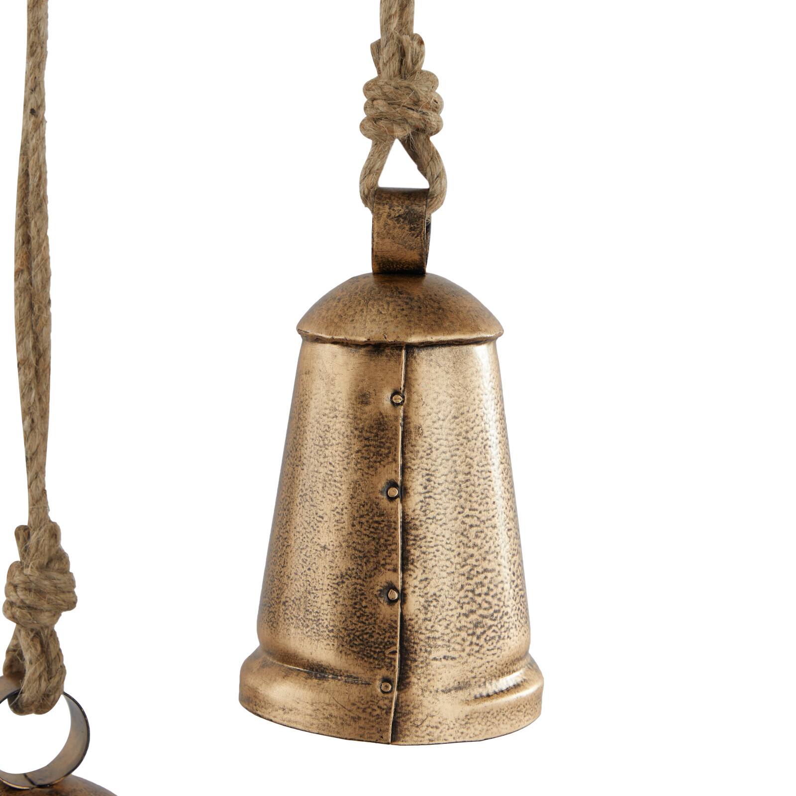 Bronze Metal Bohemian Decorative Cow Bell, Set of 3&#x22; 13&#x22;, 11&#x22;, 8&#x22;