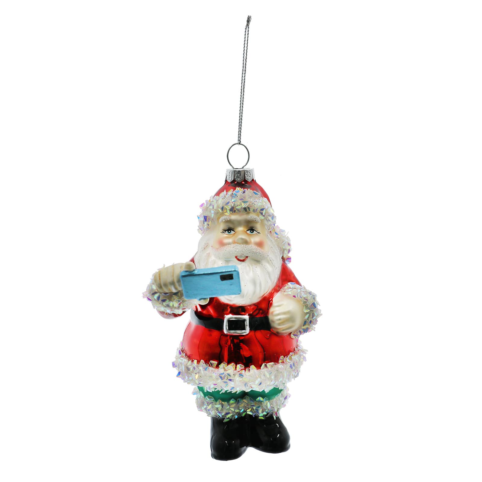 5.25&#x22; Selfie Santa Claus Glass Ornament by Ashland&#xAE;
