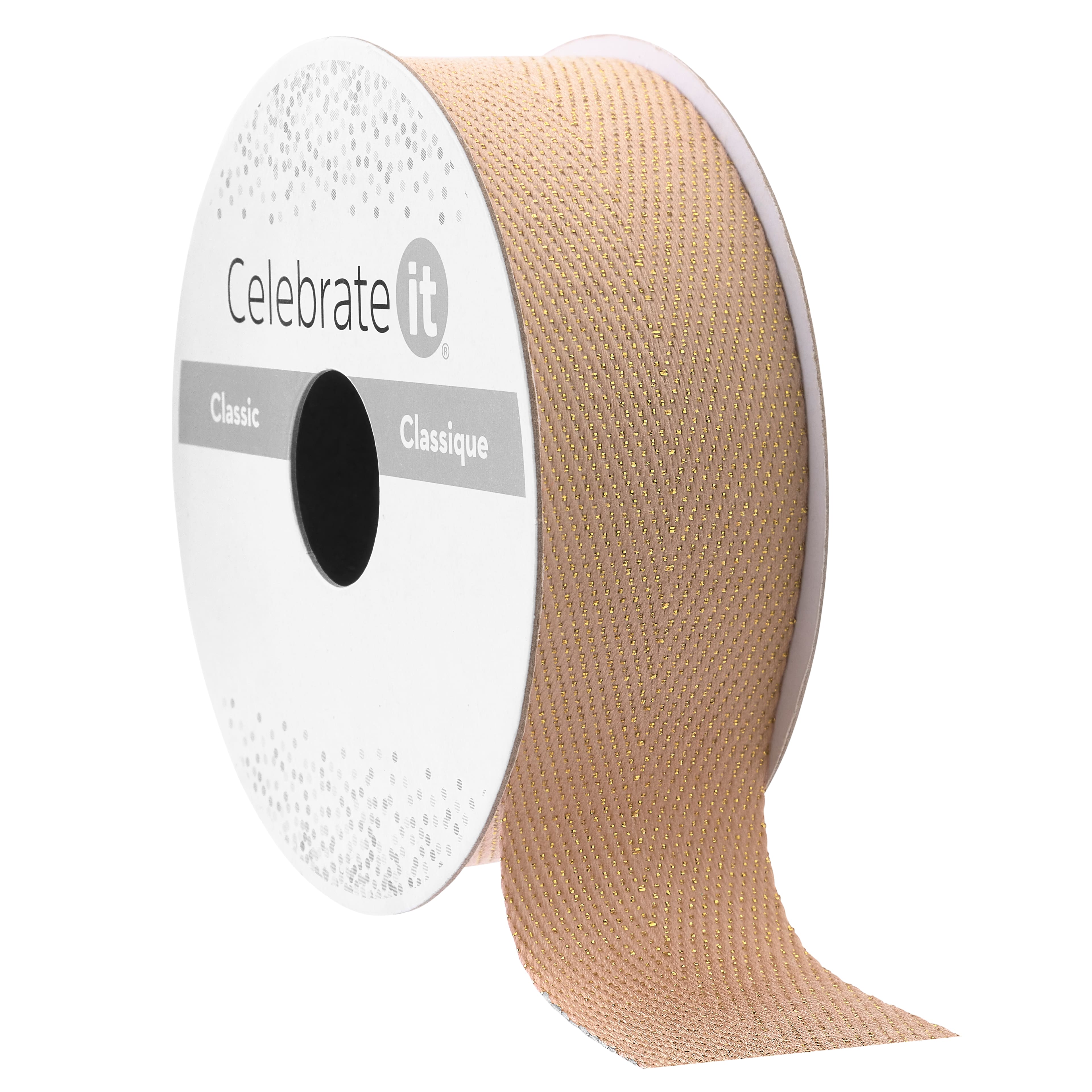1&#x22; x 3yd. Gold Metallic Twill Ribbon by Celebrate It&#xAE; Classic